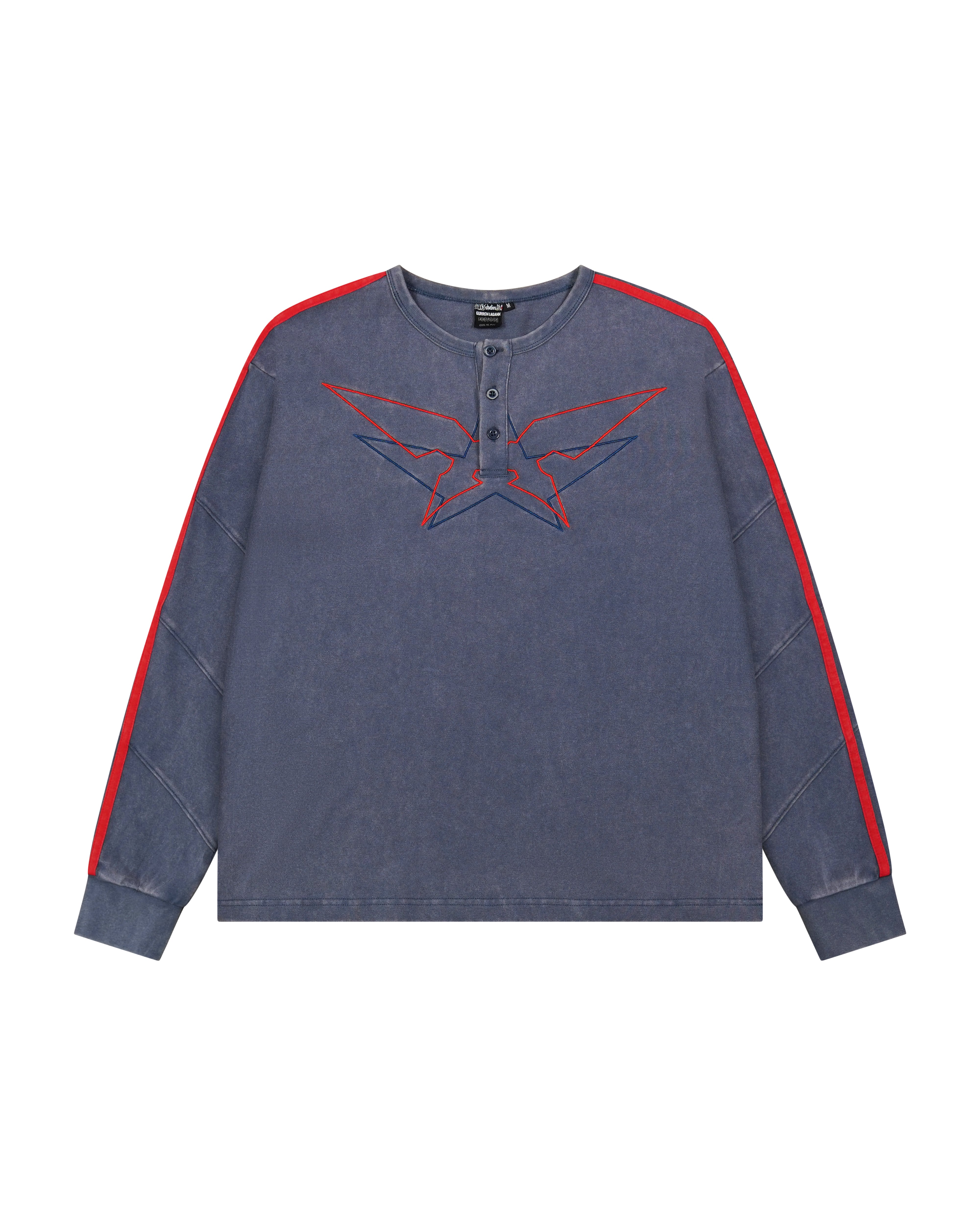 Gurren Lagann Simon blue long sleeve henley