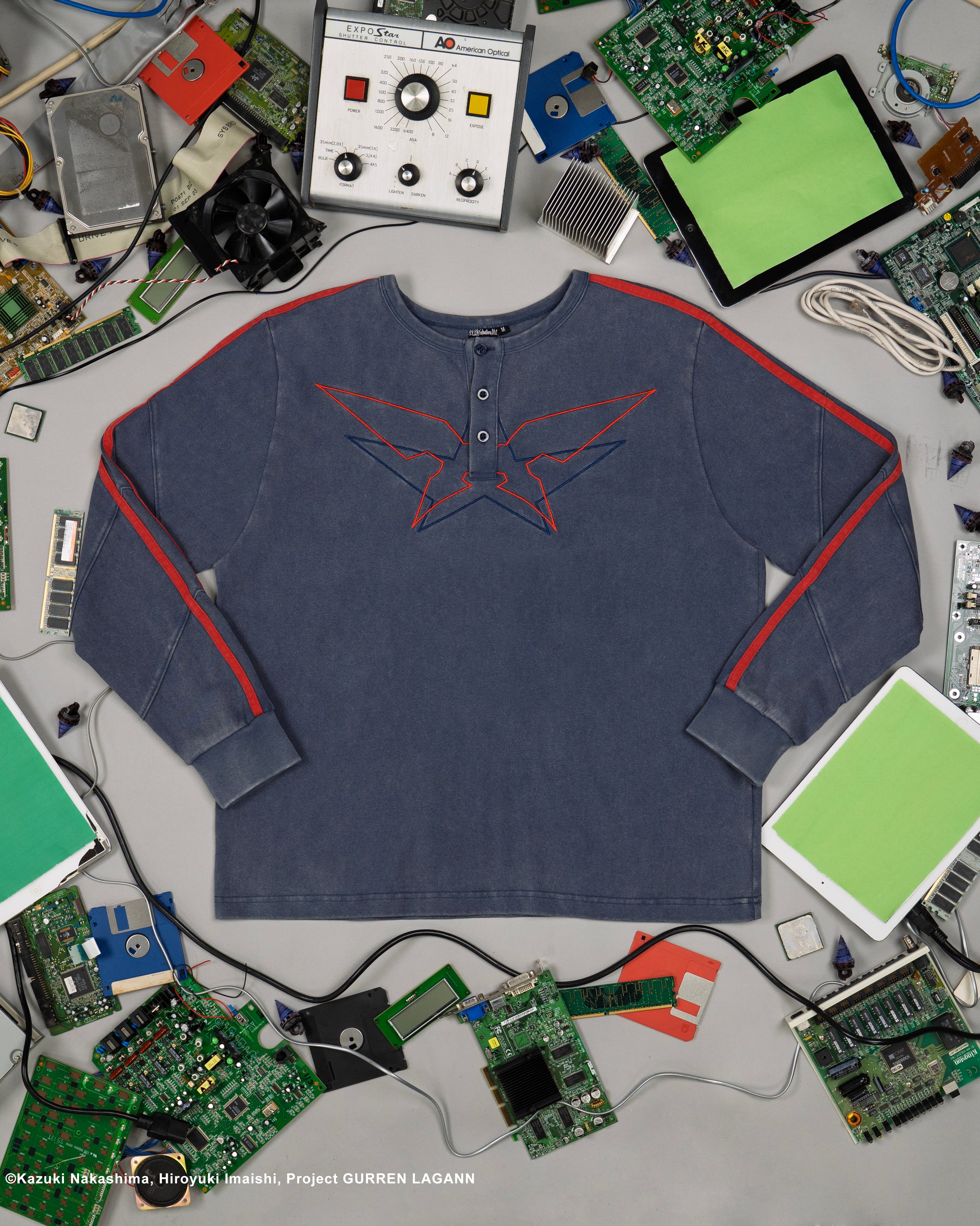 Gurren Lagann Simon blue long sleeve henley