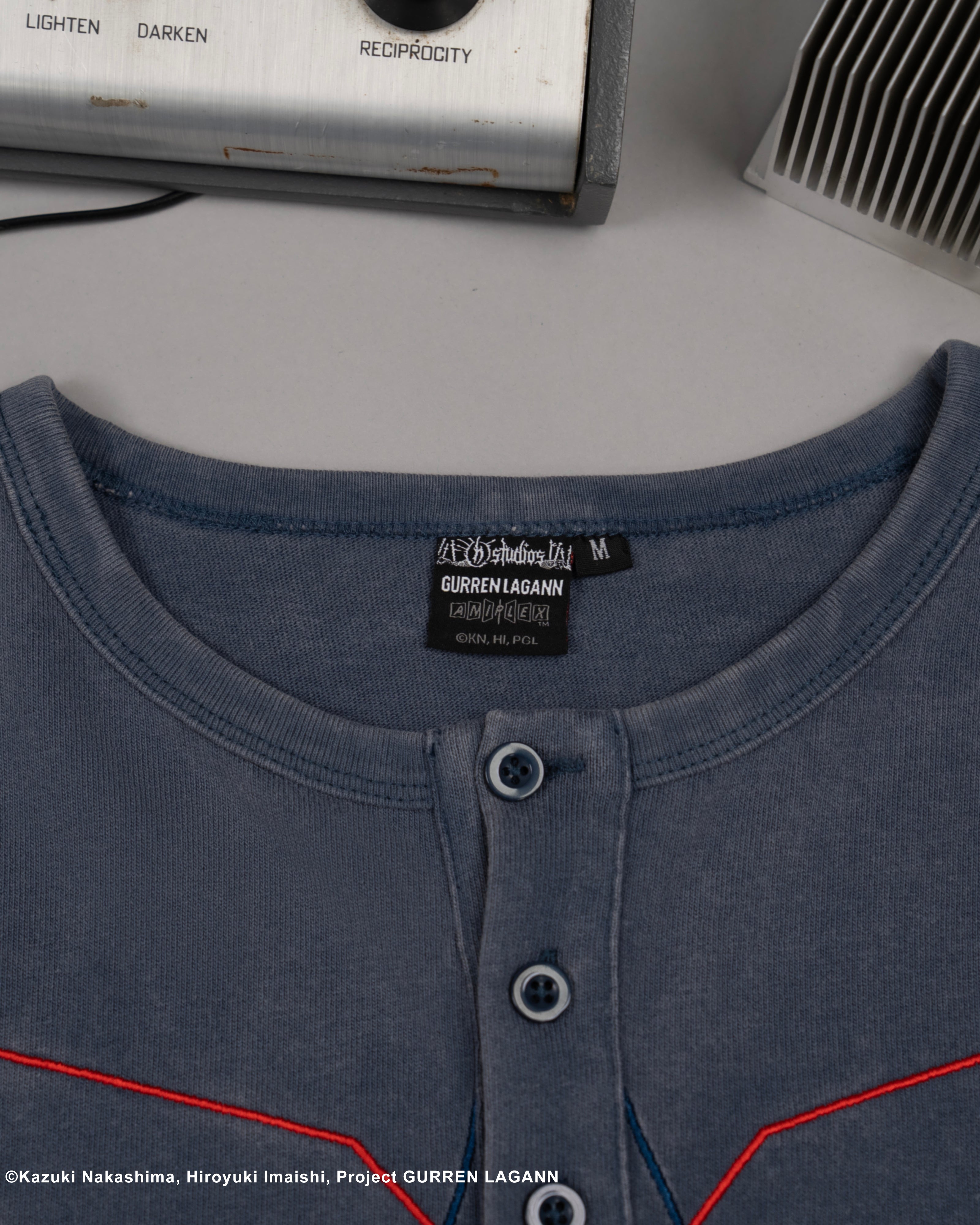 Gurren Lagann Simon blue long sleeve henley