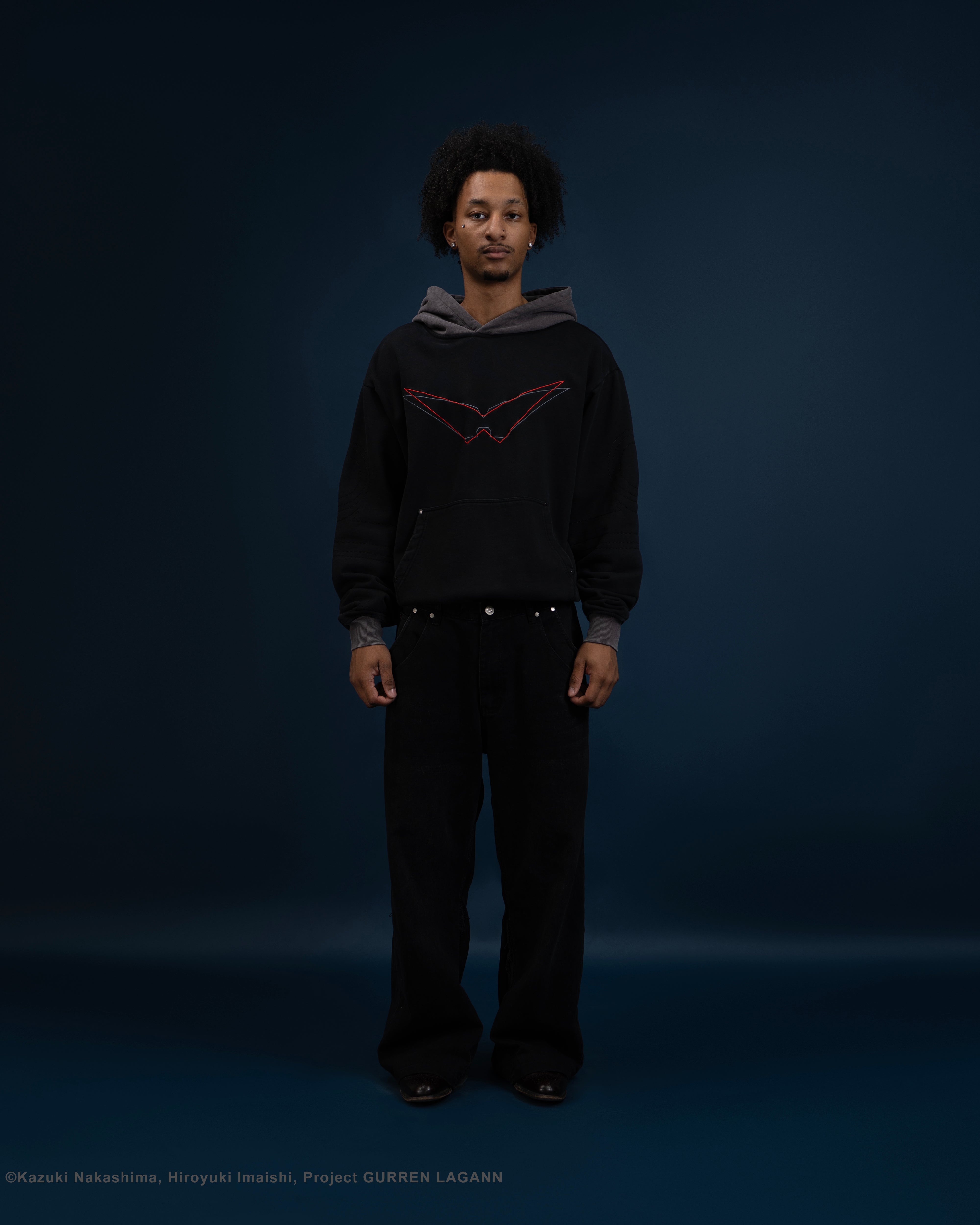 black Kamina subtle character hoodie Gurren Lagann
