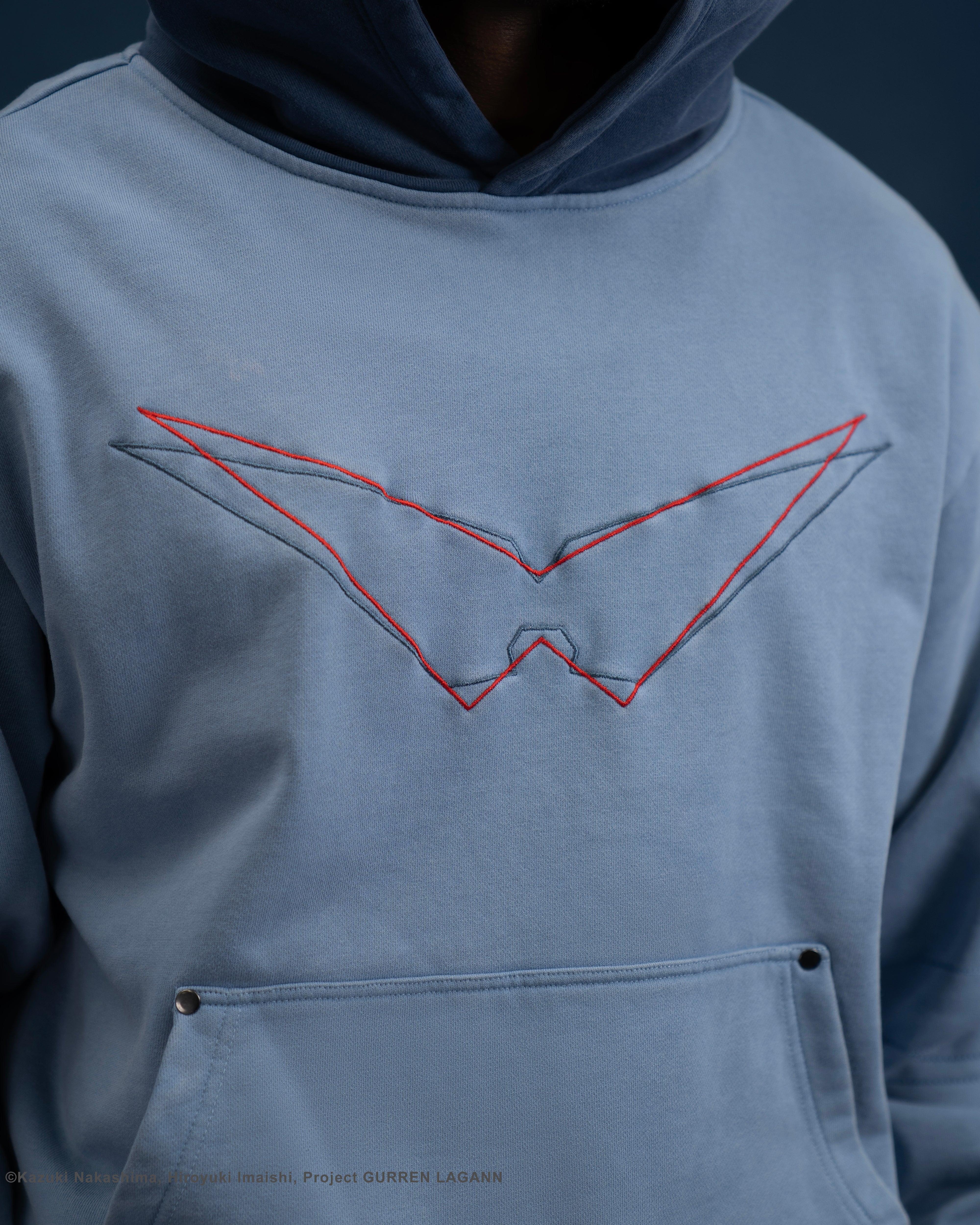 light blue Kamina subtle character hoodie Gurren Lagann