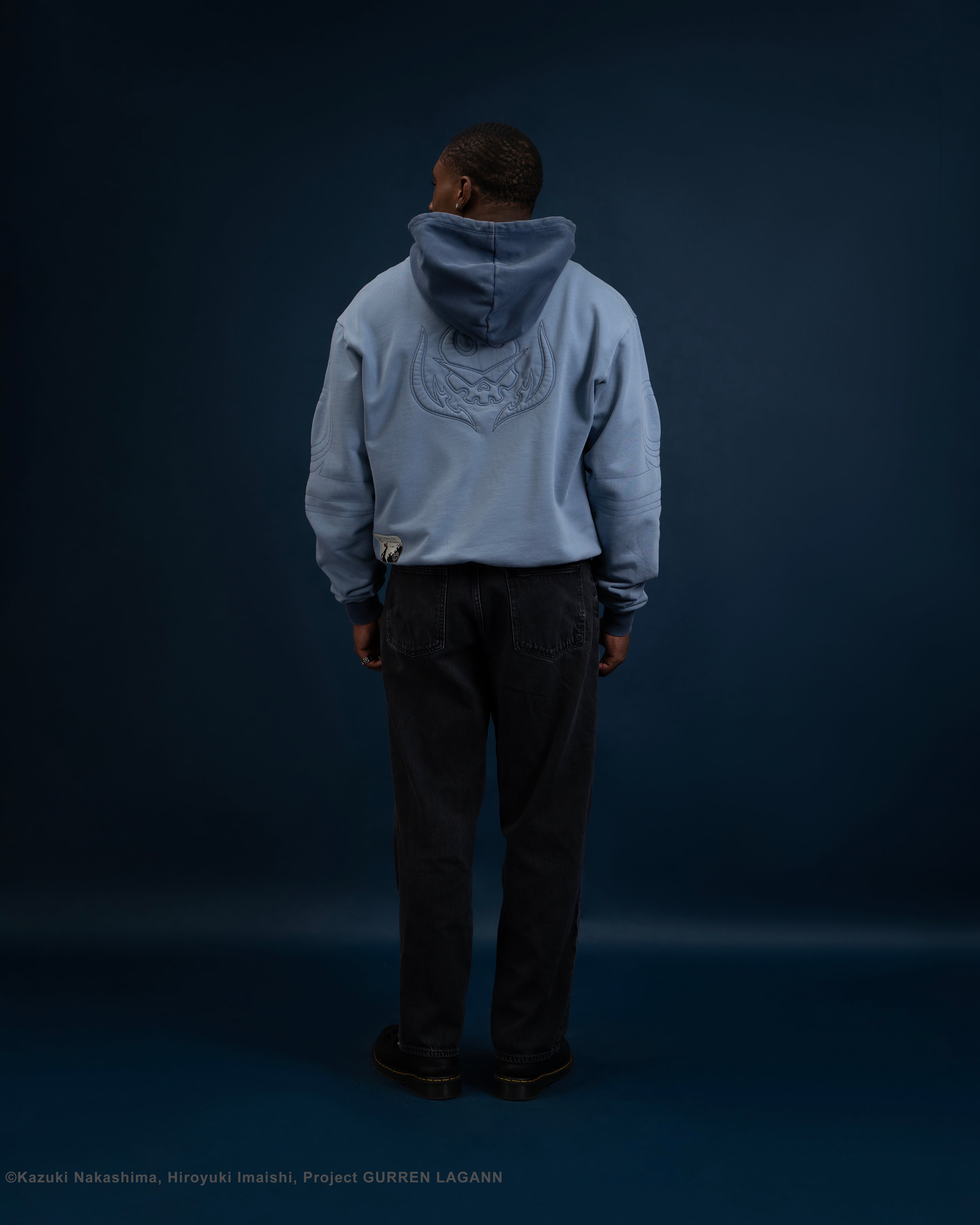light blue Kamina subtle character hoodie Gurren Lagann