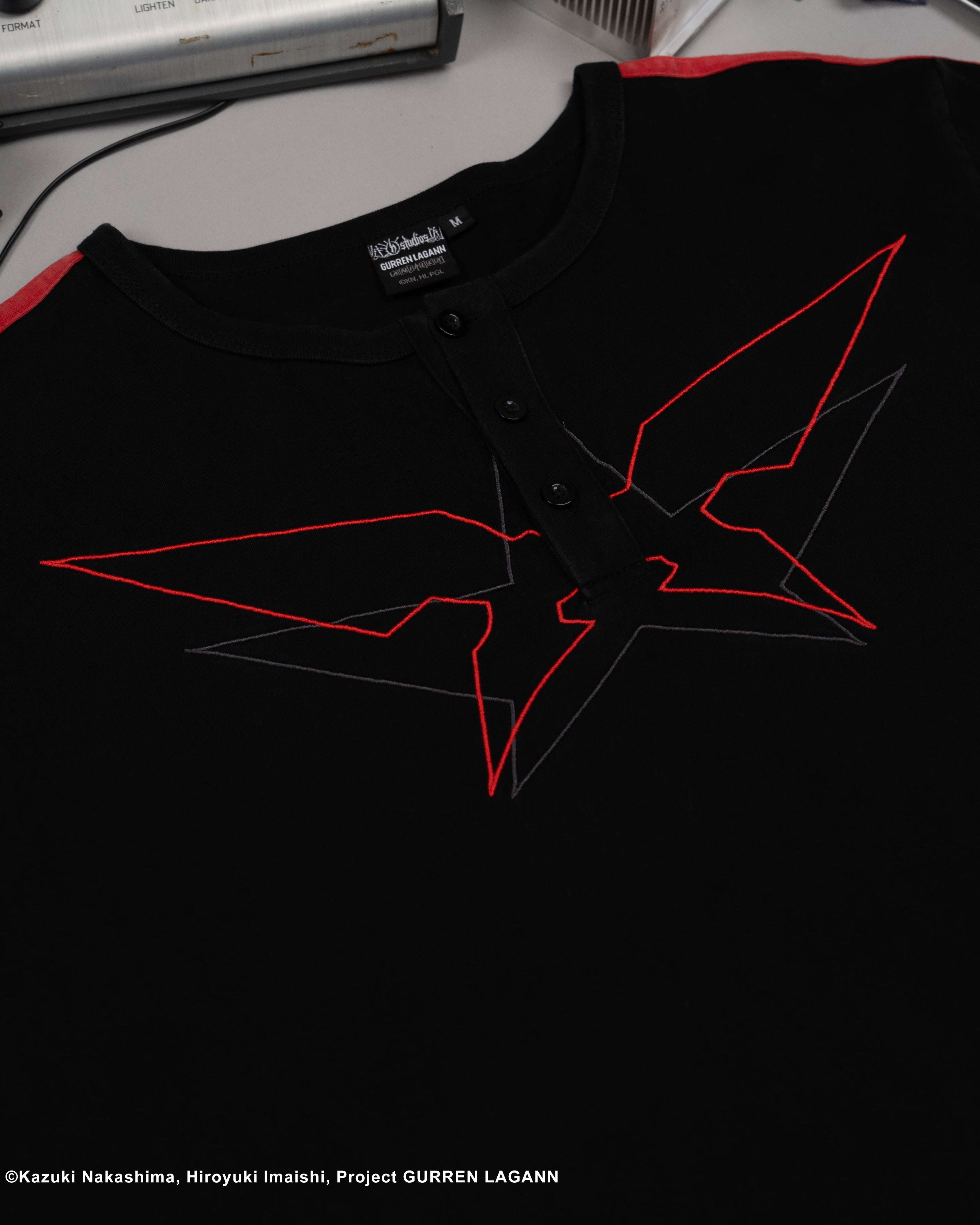 Gurren Lagann Simon black long sleeve henley