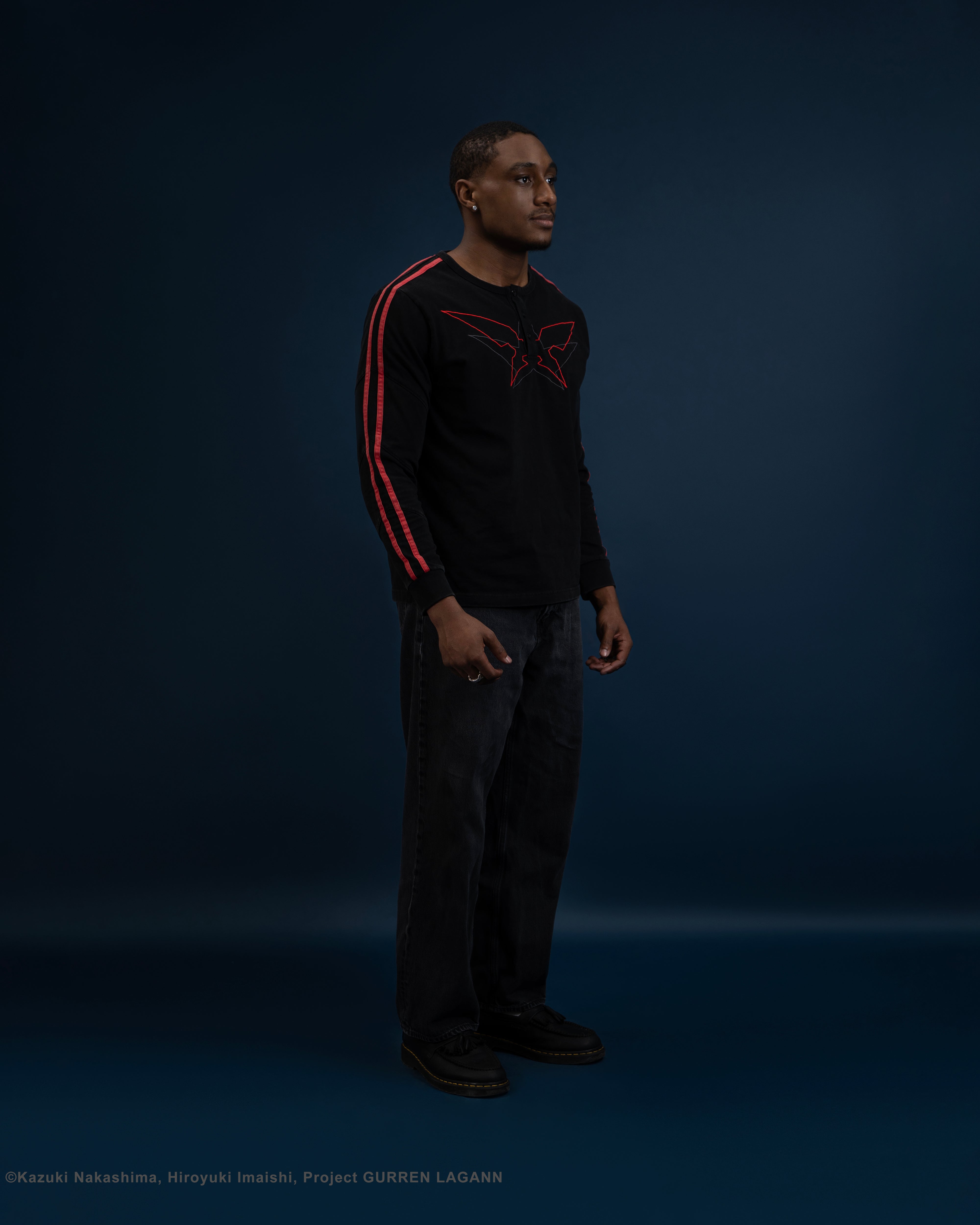 Gurren Lagann Simon black long sleeve henley