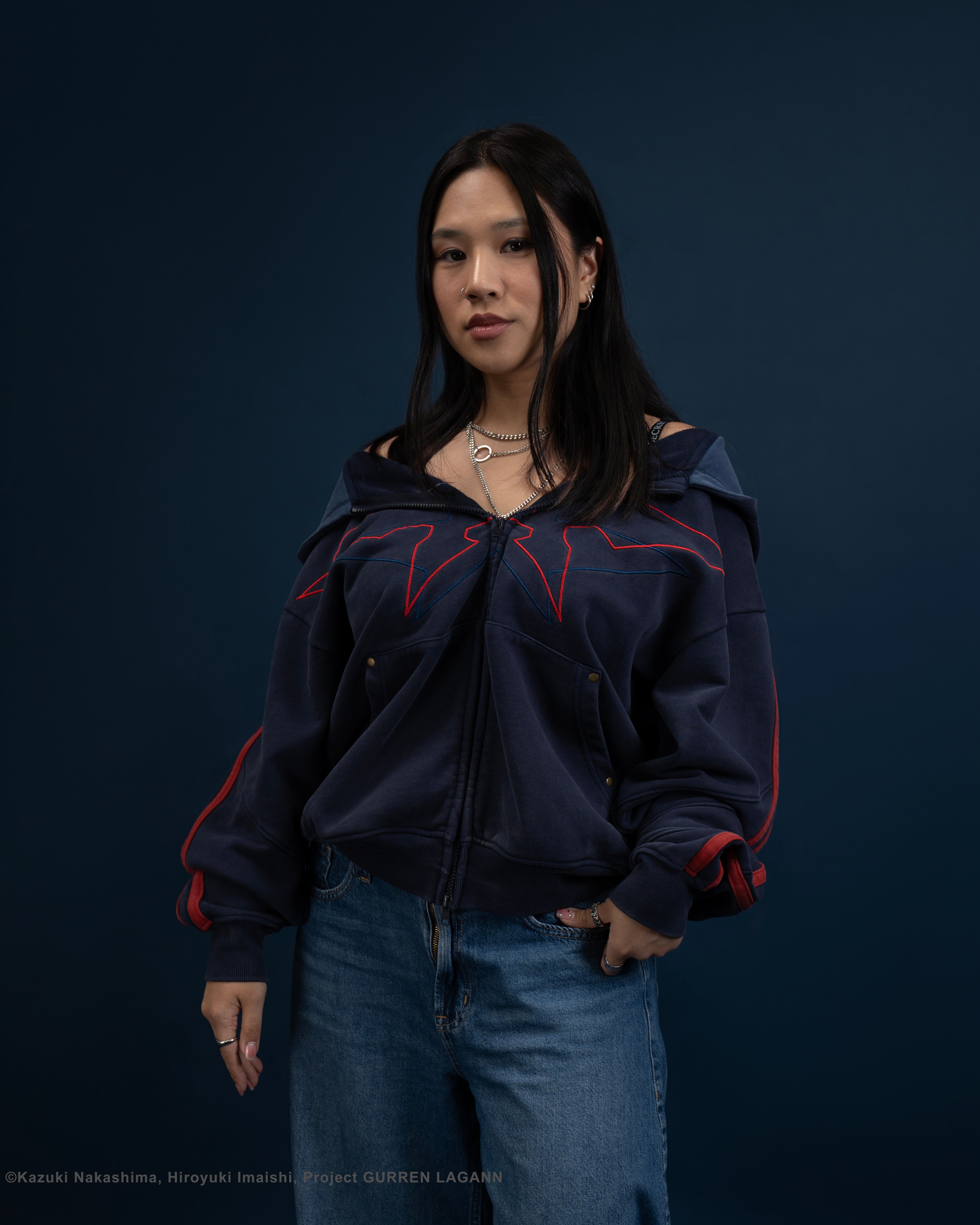 Simon Gurren Lagann zip-up blue