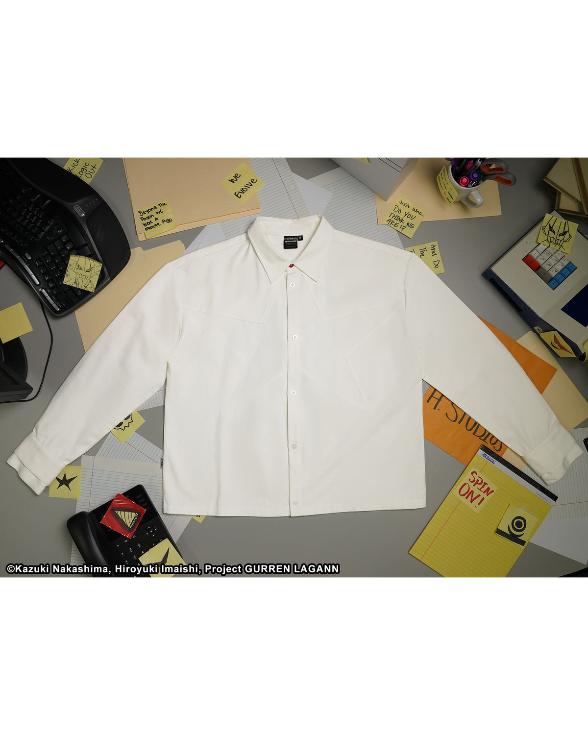 GURREN LAGANN WHITE BUTTON UP SIMON