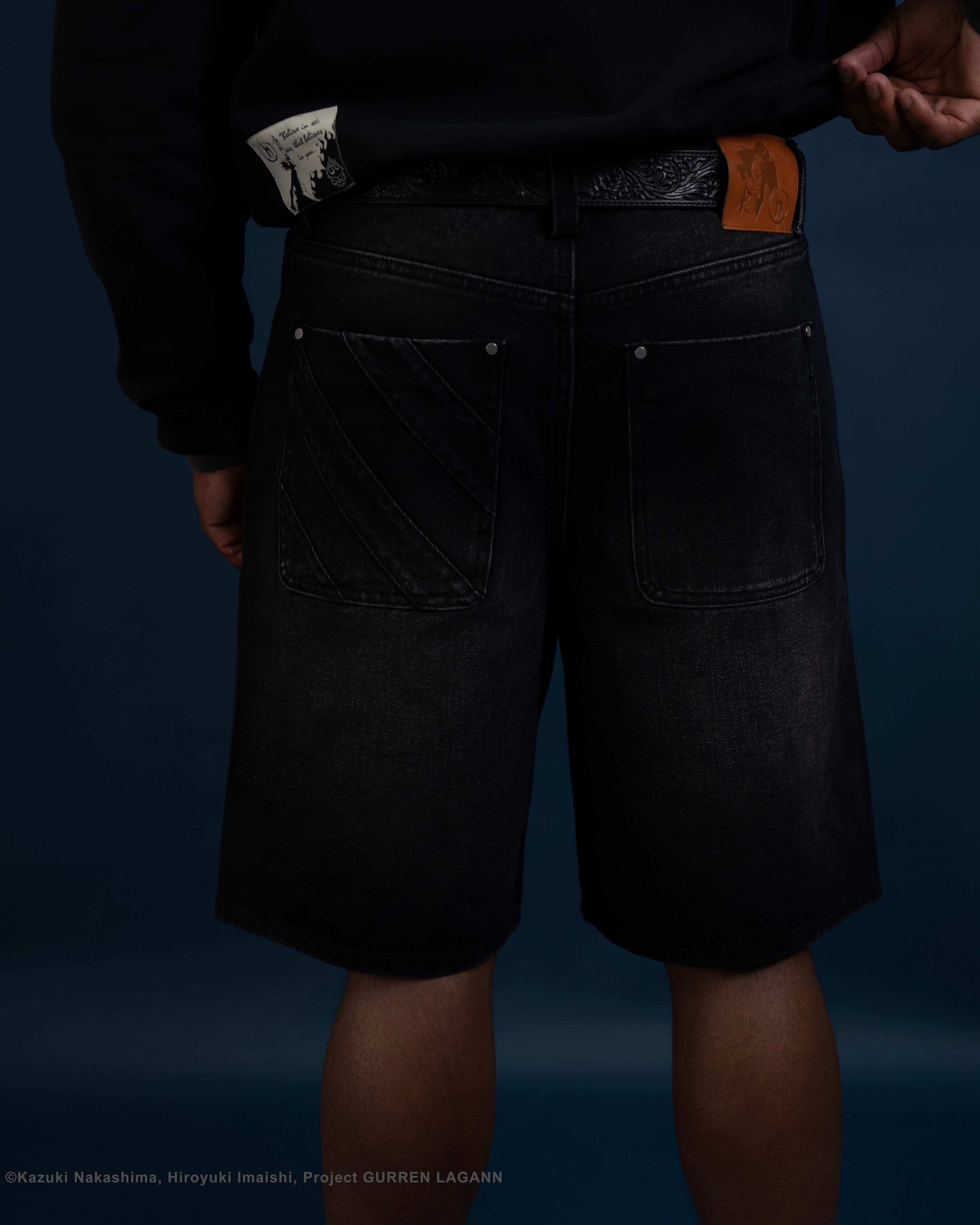 Black denim jorts Yoko Gurren Lagann