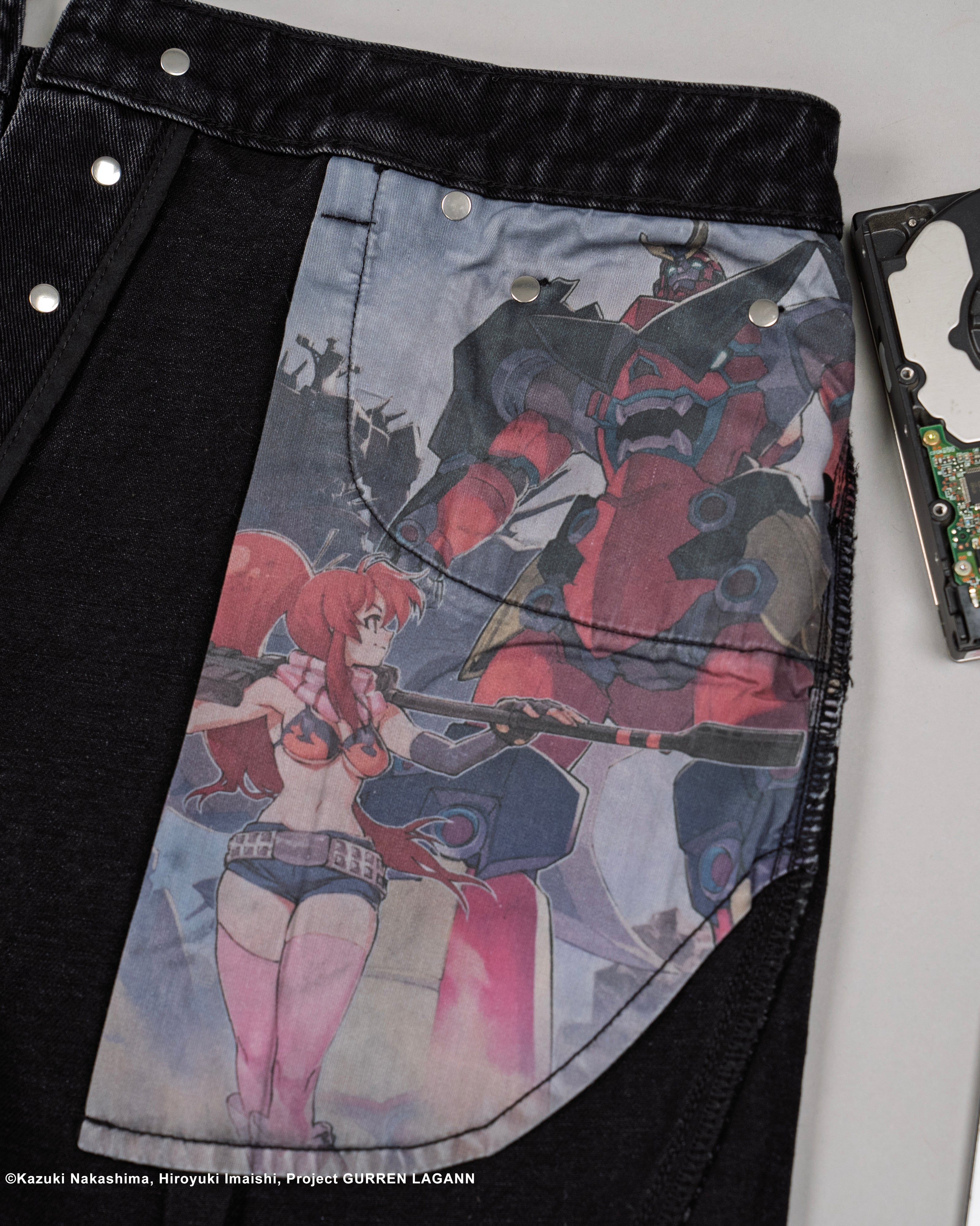 Black denim jorts Yoko Gurren Lagann