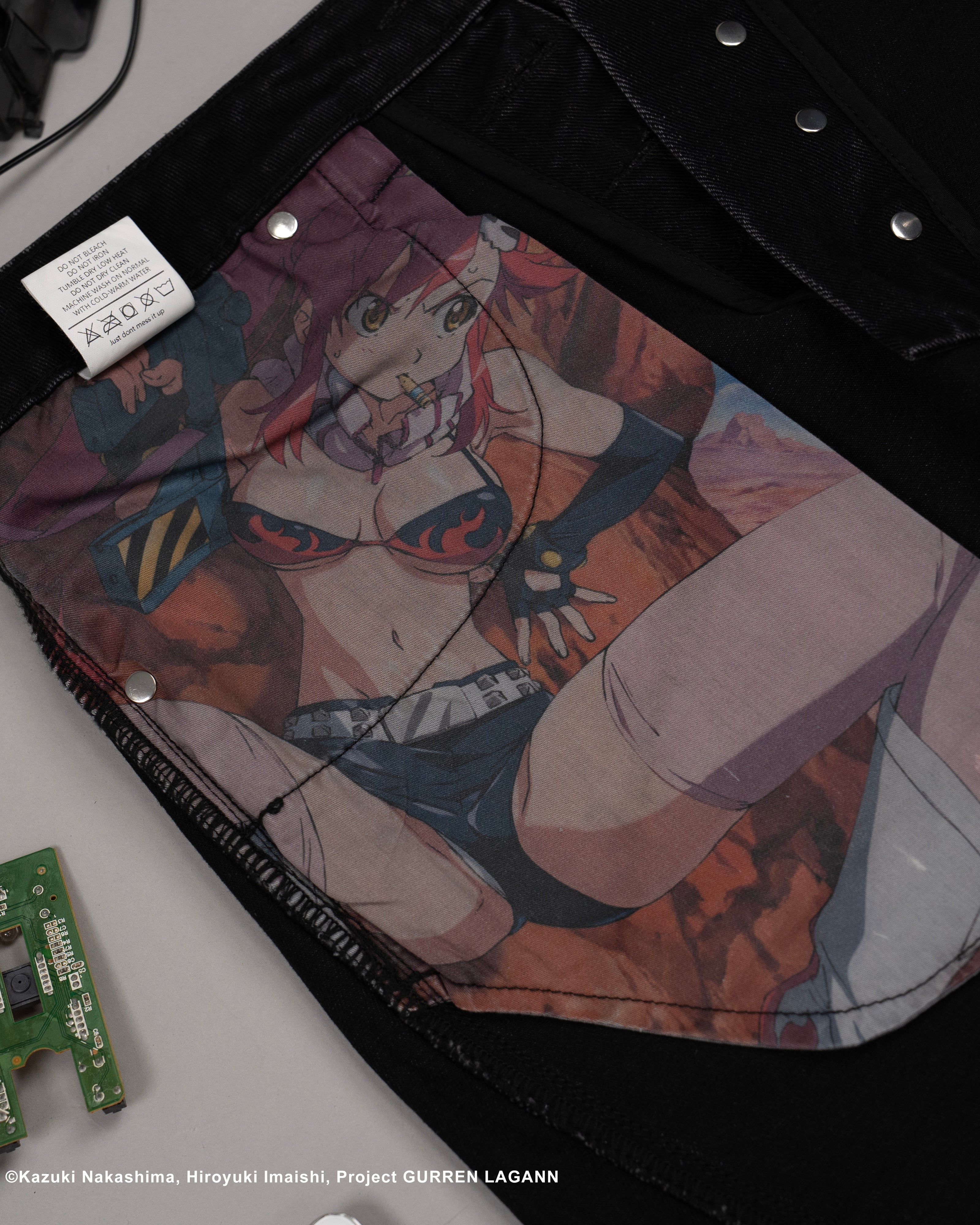 Black denim jorts Yoko Gurren Lagann
