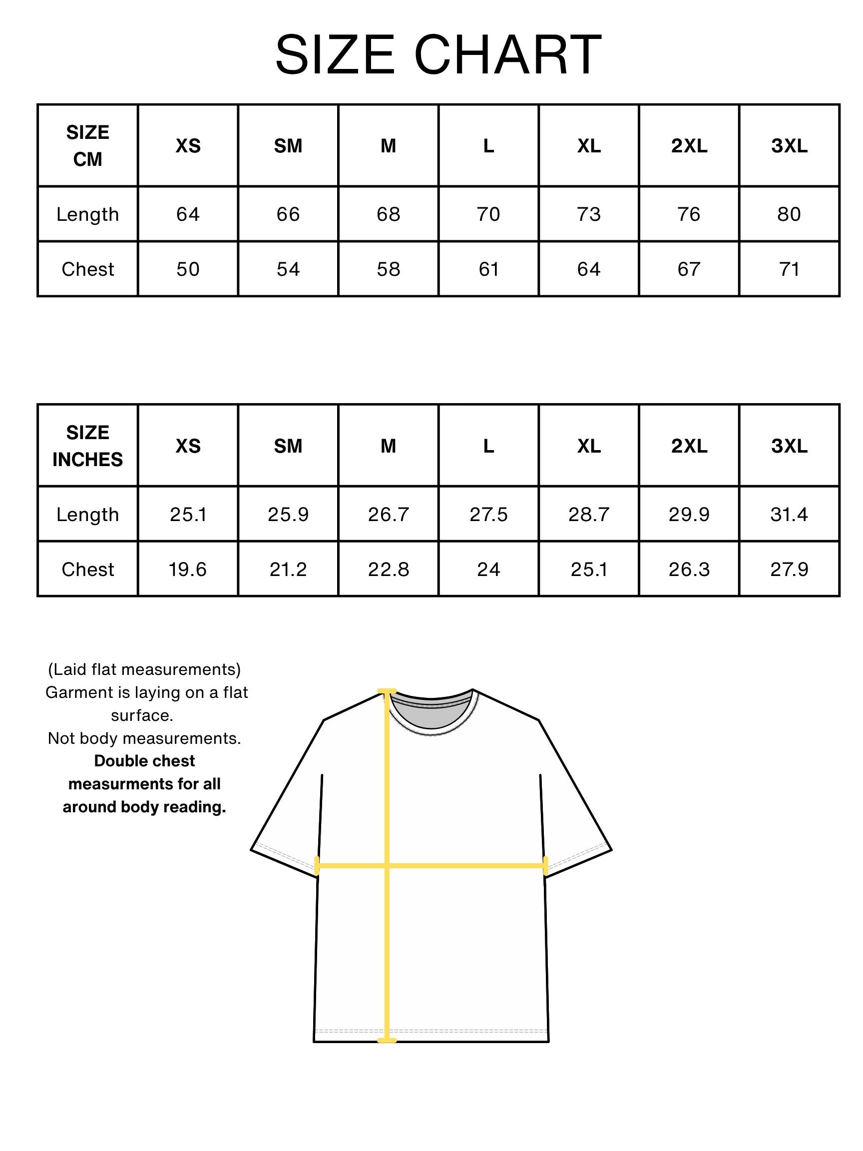 size chart 2026 tee