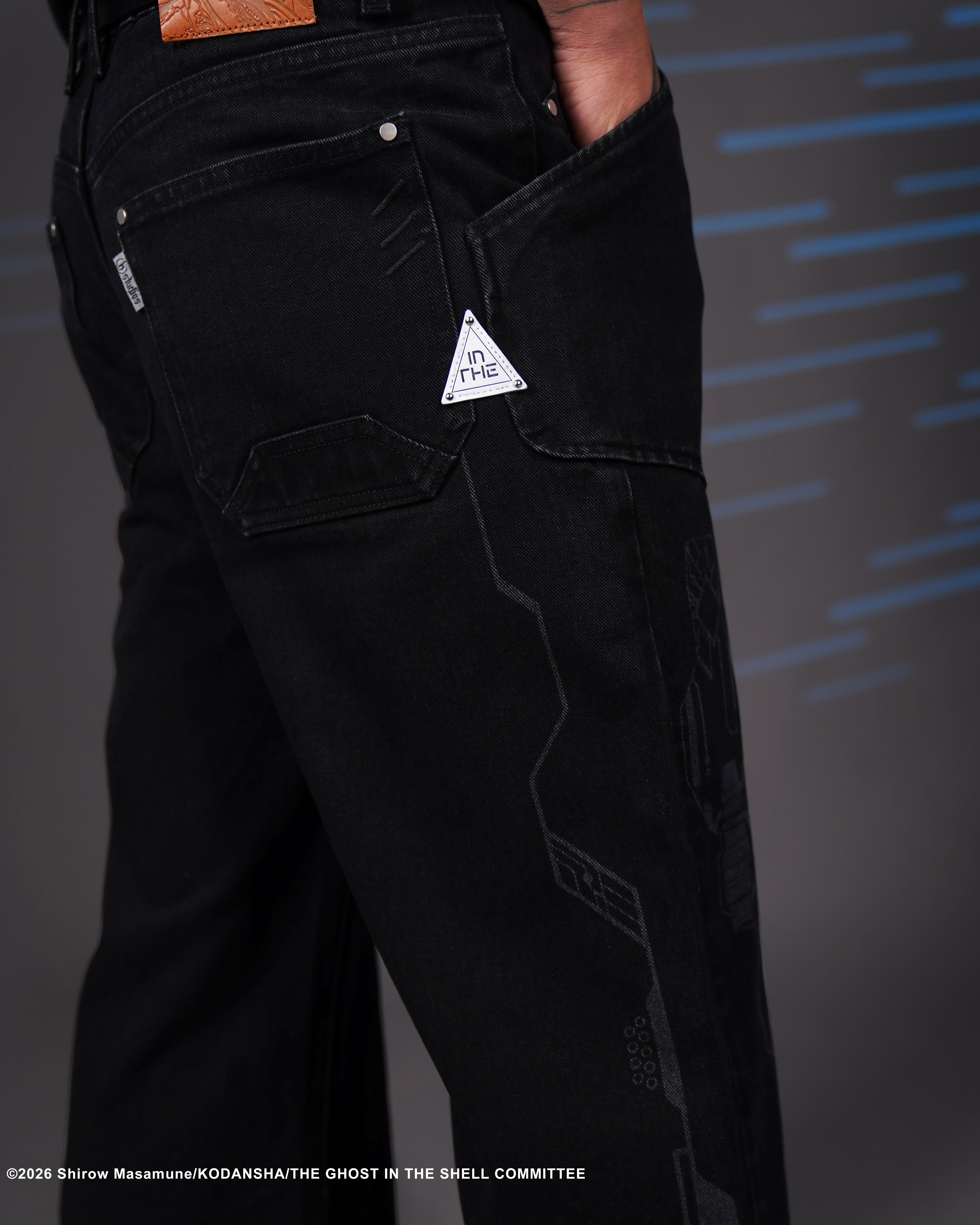 The Ghost in the Shell, black cyber denim jeans