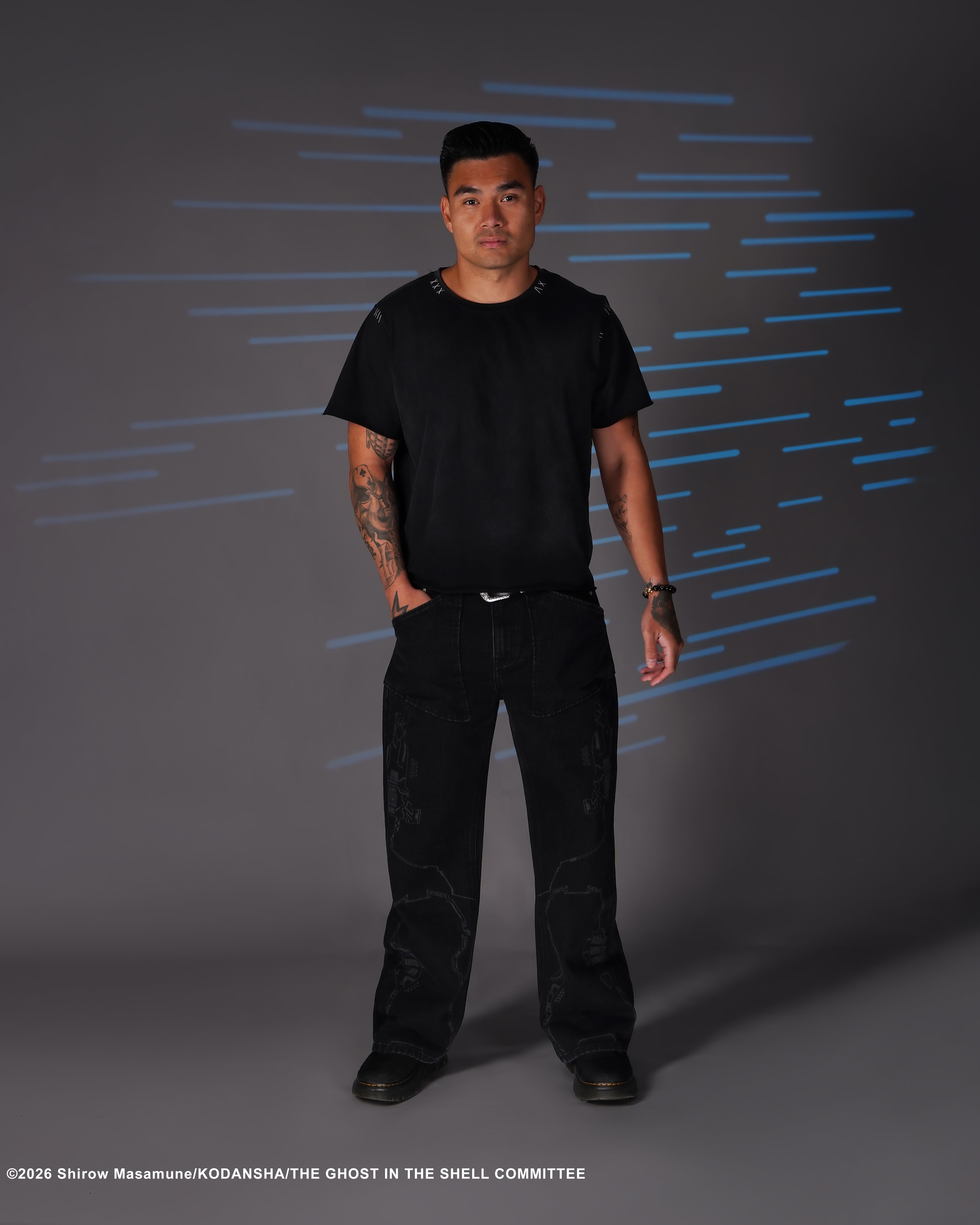 The Ghost in the Shell, black cyber denim jeans