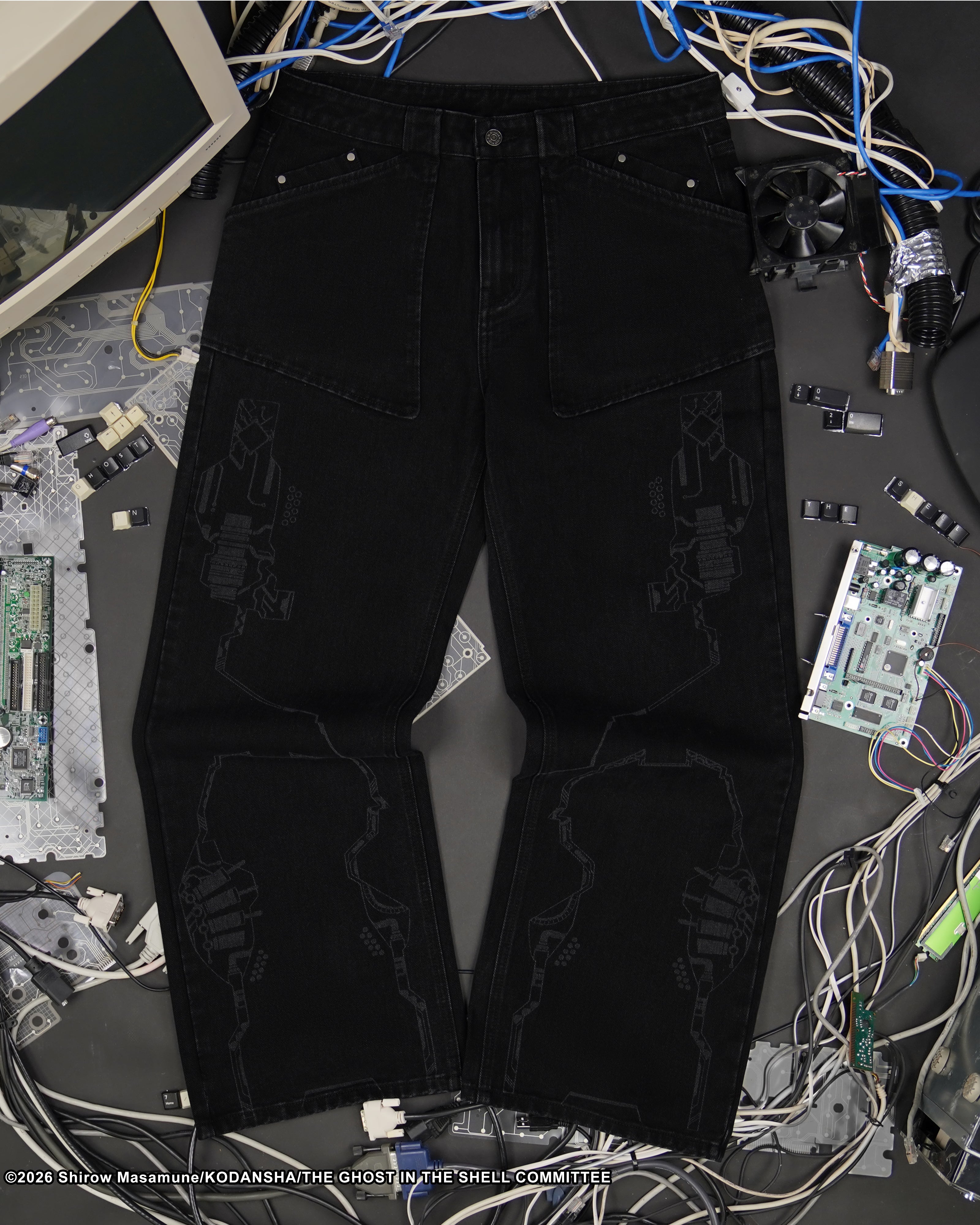 The Ghost in the Shell, black cyber denim jeans
