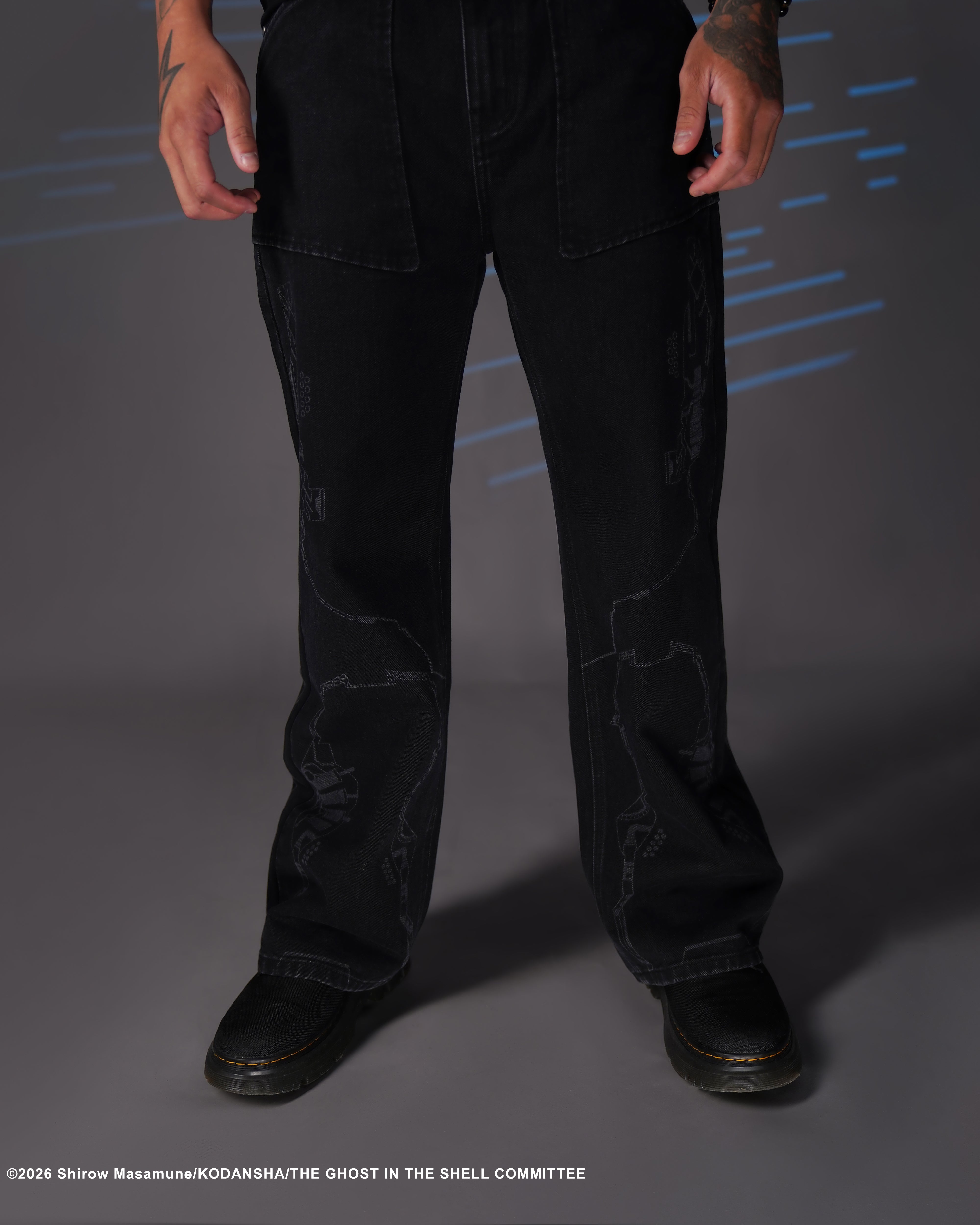 The Ghost in the Shell, black cyber denim jeans