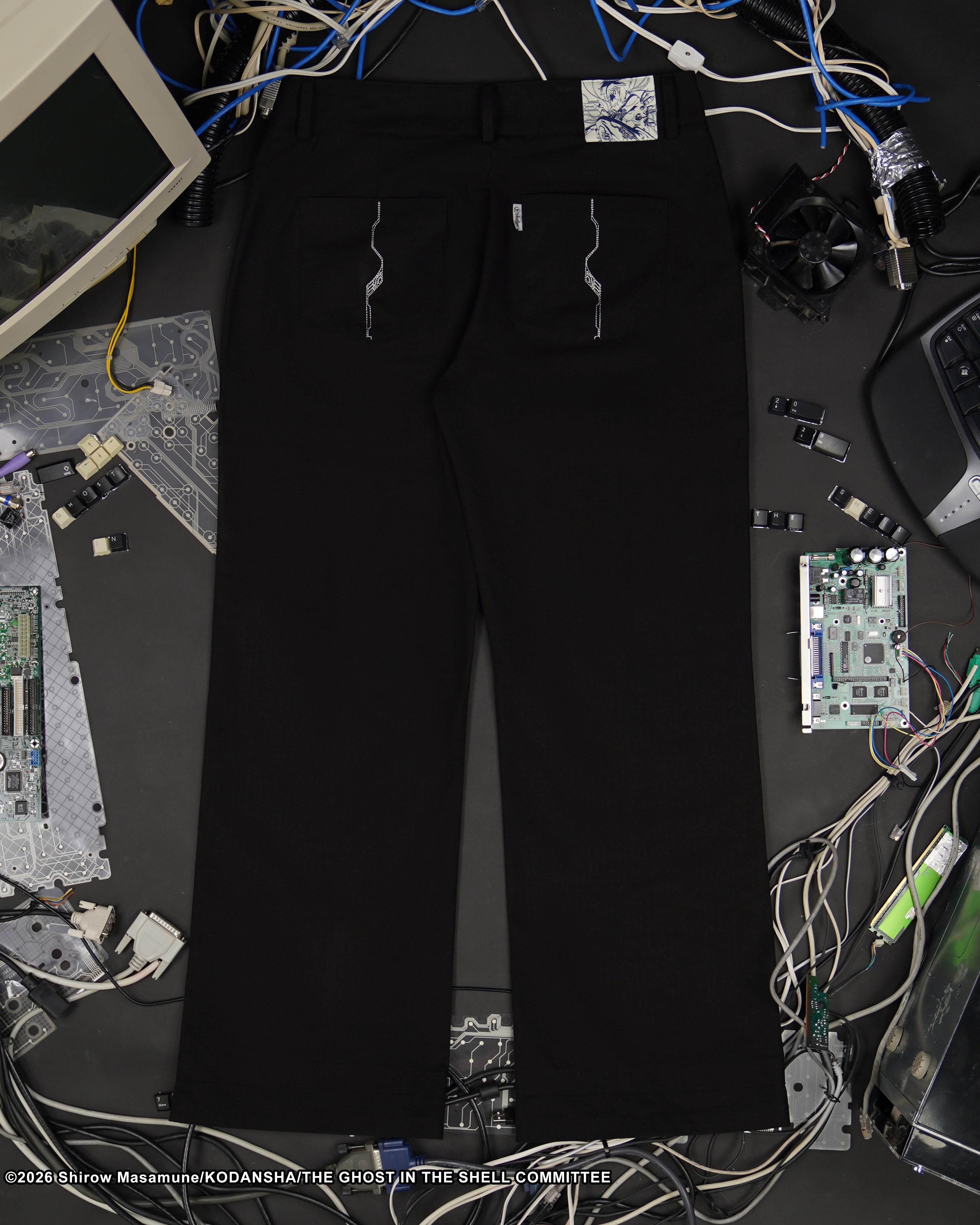 The Ghost in the Shell Ghost splice trousers in black