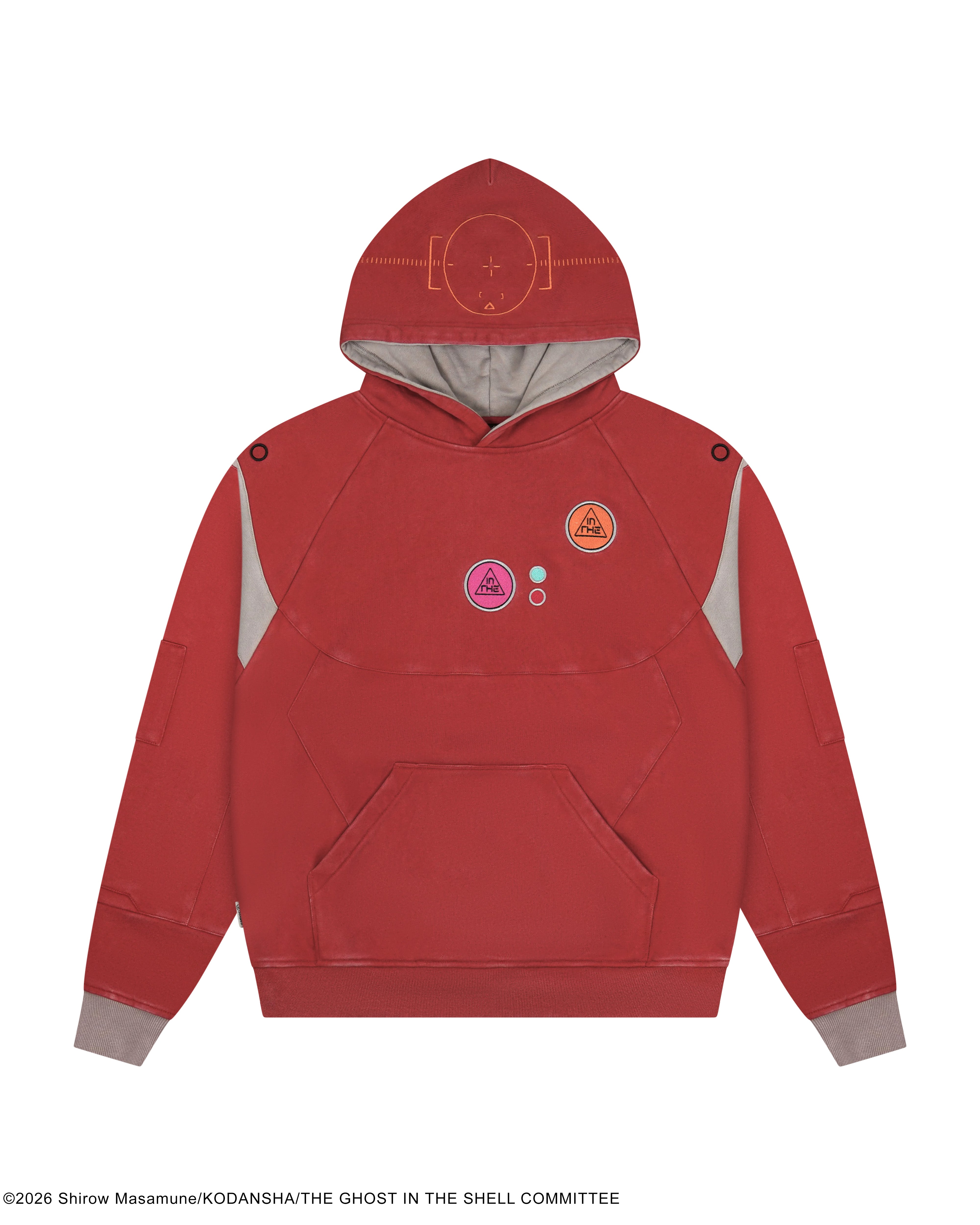 The Ghost in the Shell Fuchikoma logo patch armored paneled hoodie