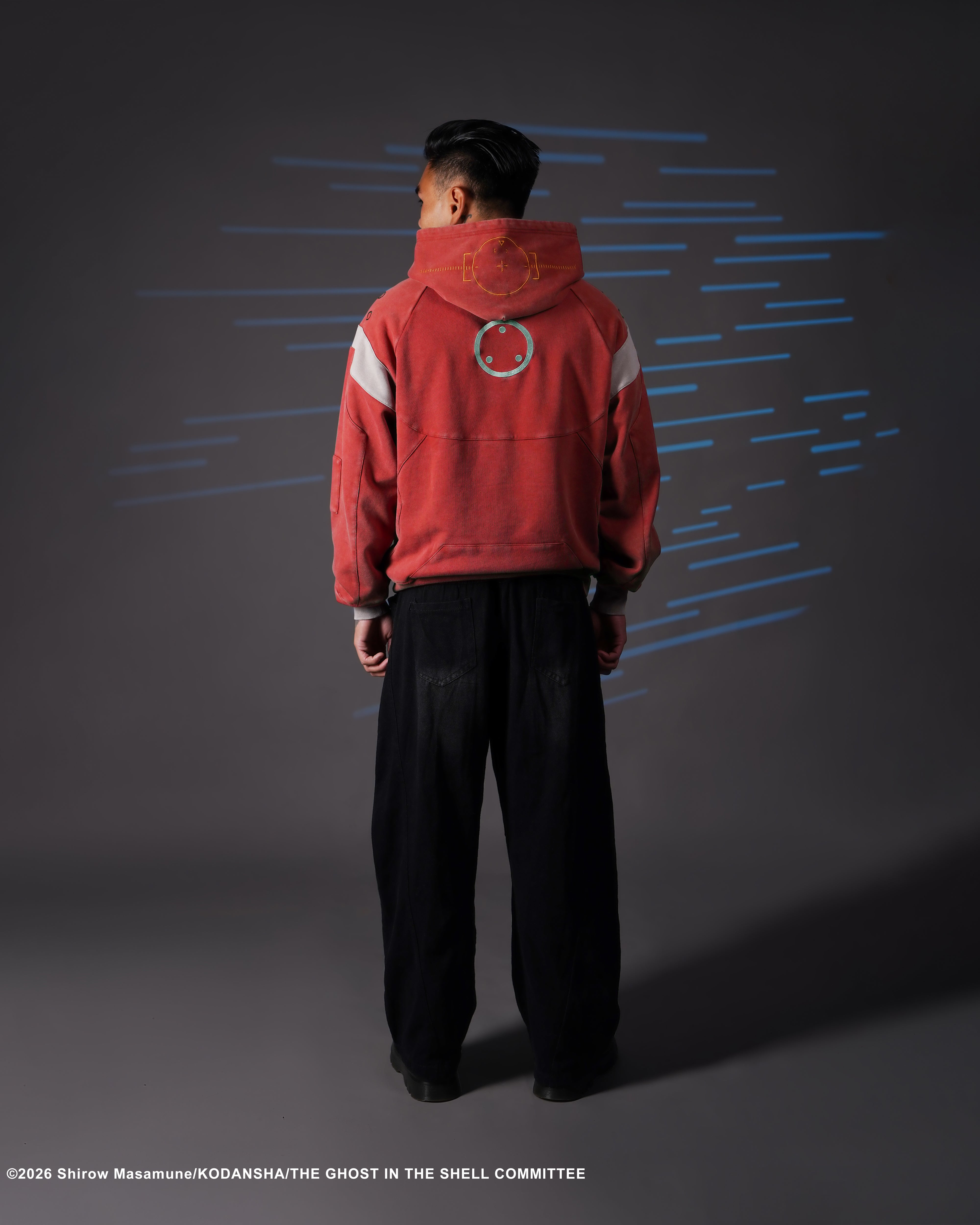 The Ghost in the Shell Fuchikoma logo patch armored paneled hoodie
