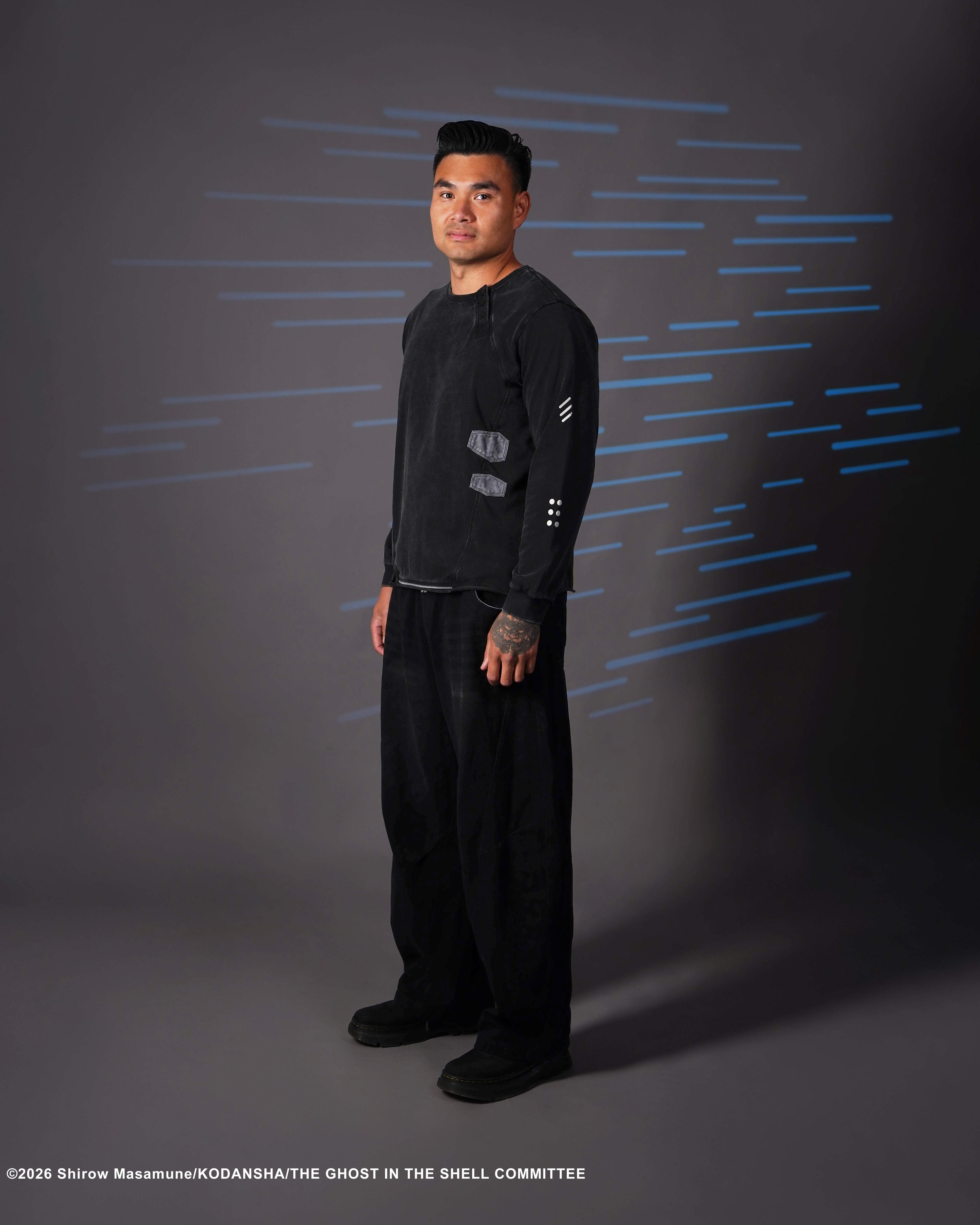The Ghost in the Shell asymmetrical Henley long sleeve