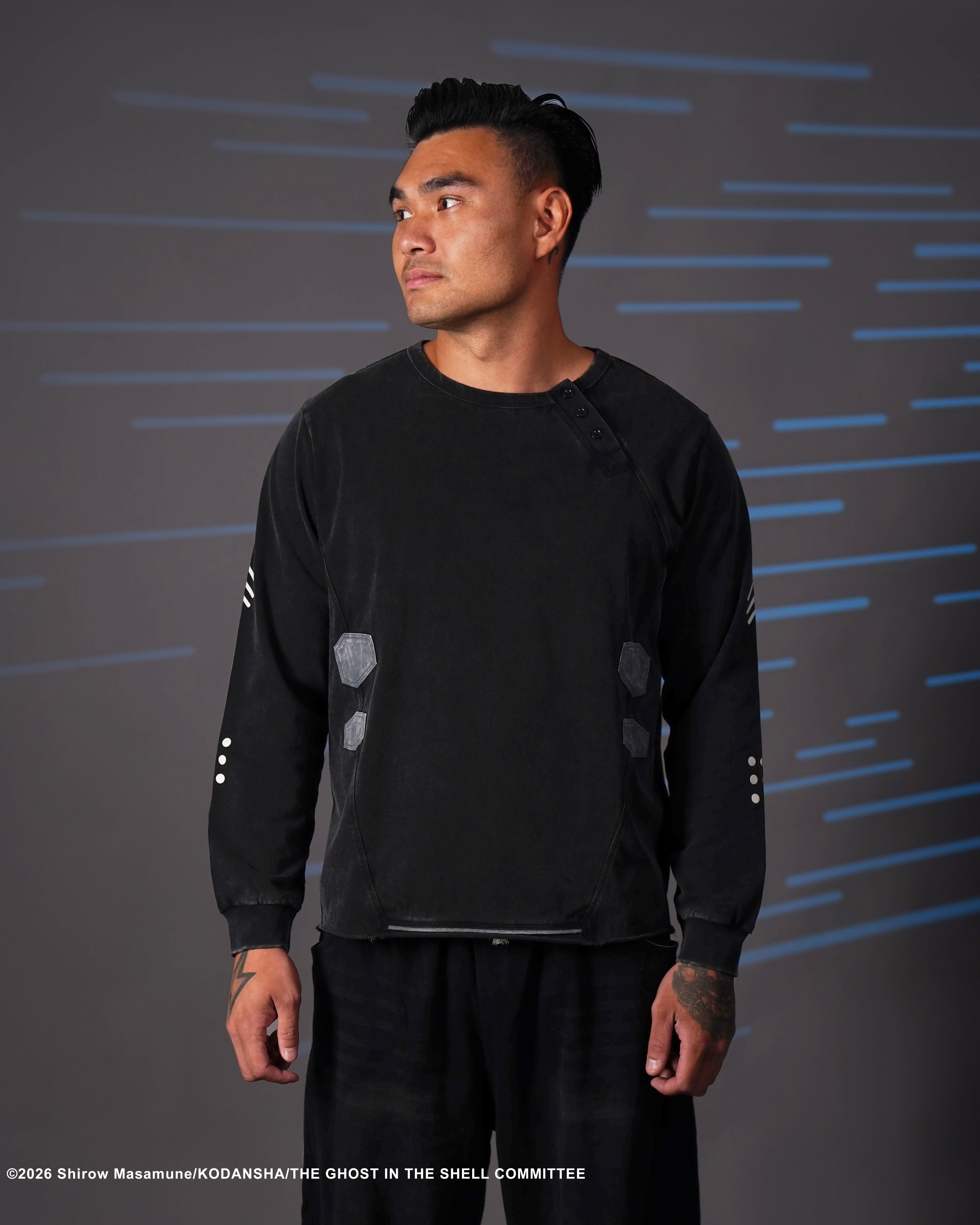 The Ghost in the Shell asymmetrical Henley long sleeve