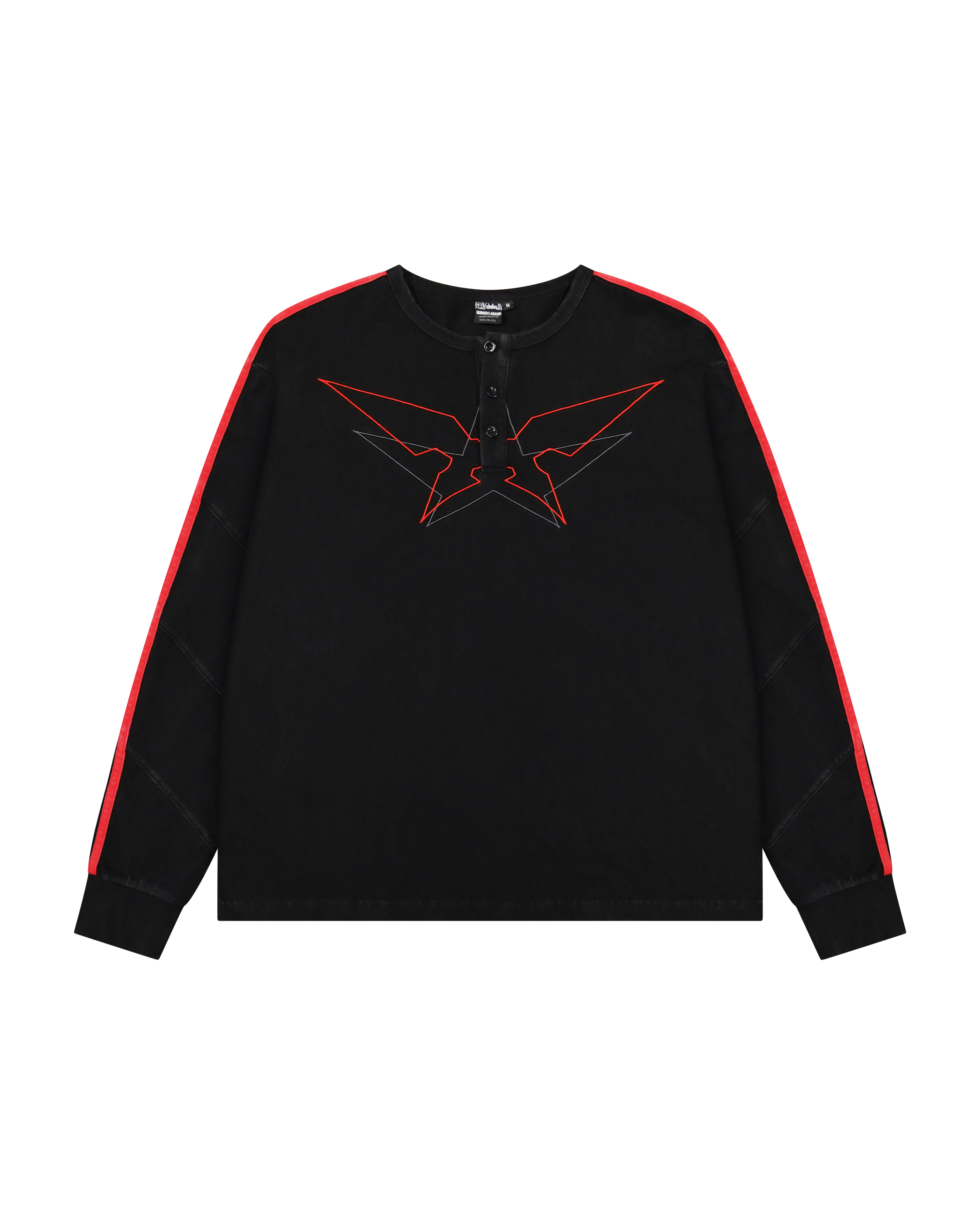 Gurren Lagann Simon black long sleeve henley 
