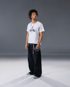 Vintage washed off-white mid length tee with original huntsmen fantasy inspired illustration with cherry blossom tree. 