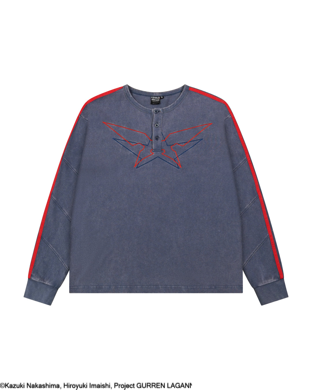 Gurren Lagann Simon blue long sleeve henley 