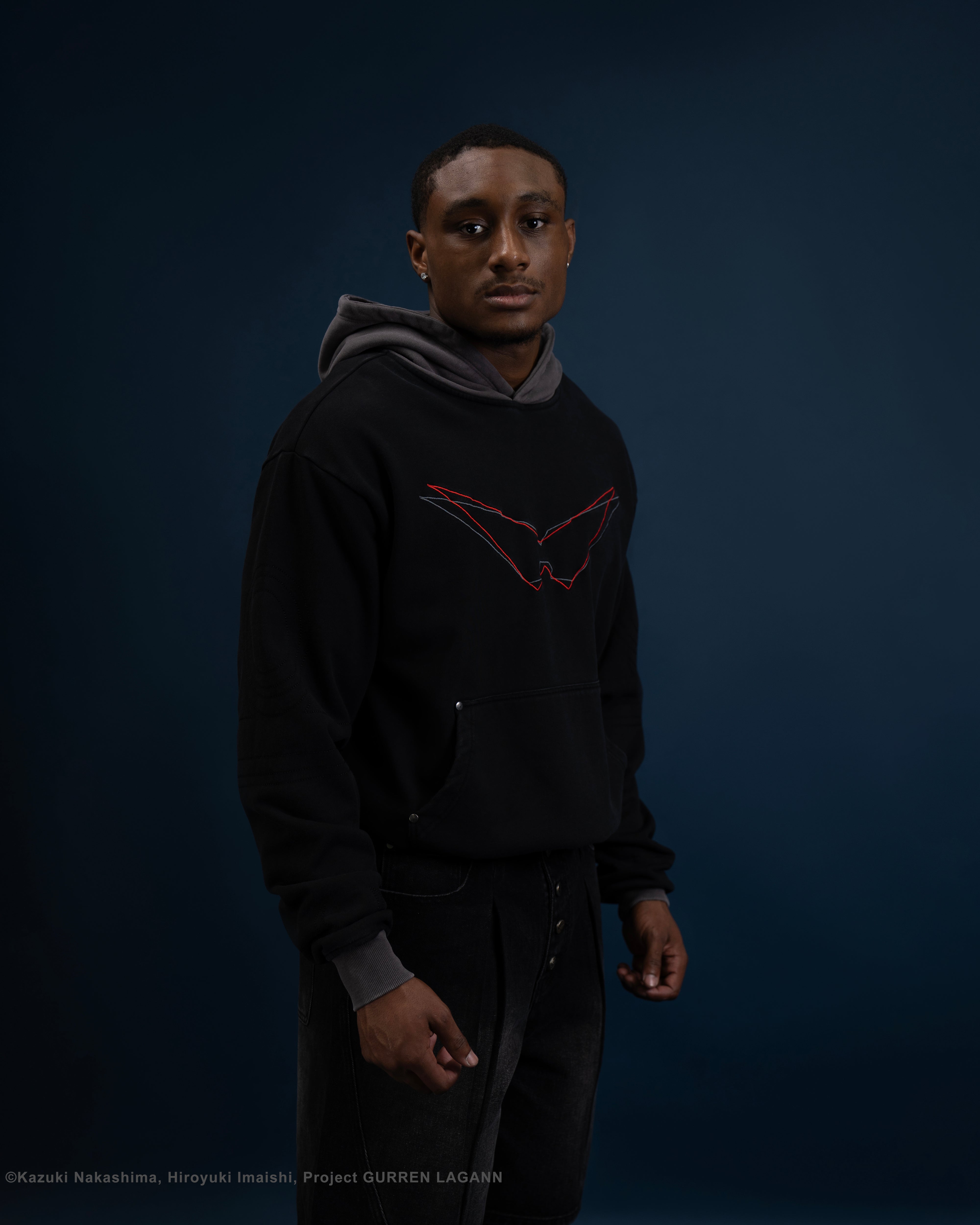 black Kamina subtle character hoodie Gurren Lagann