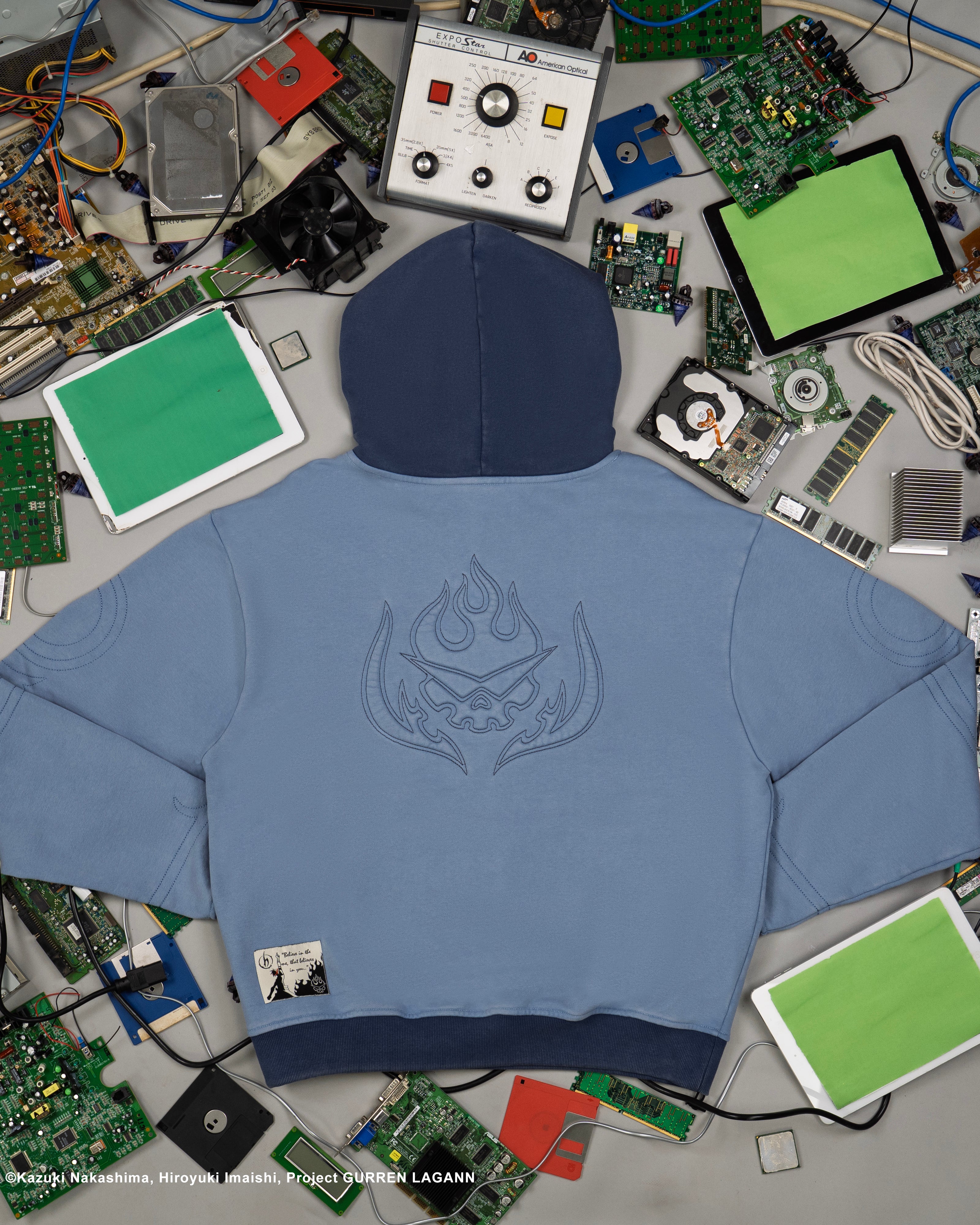 light blue Kamina subtle character hoodie Gurren Lagann