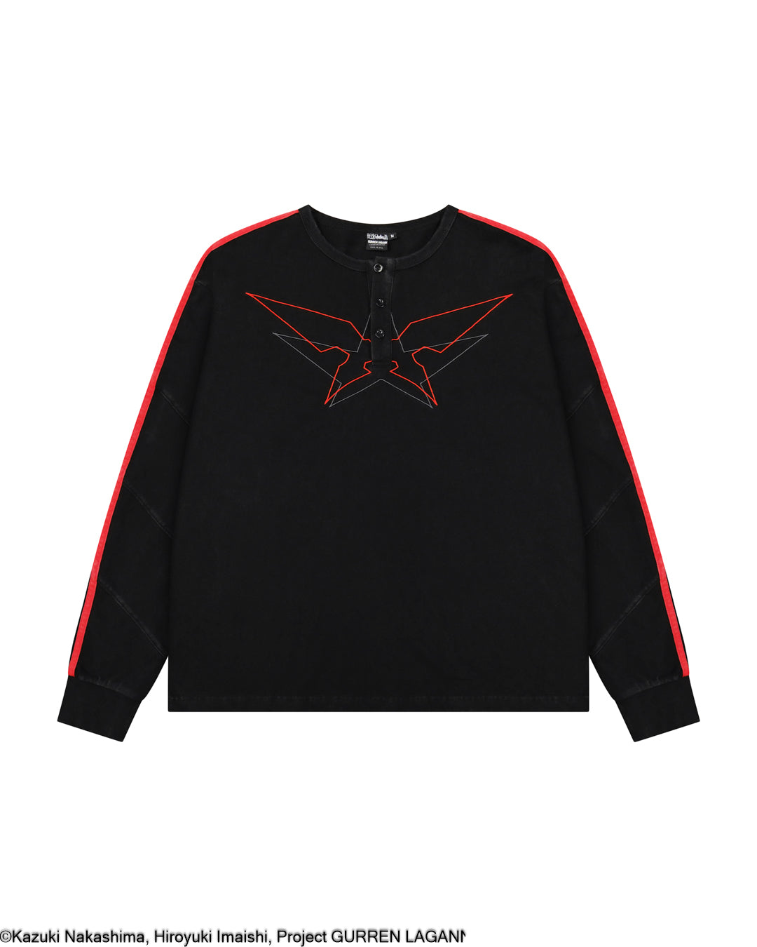 Gurren Lagann Simon black long sleeve henley 