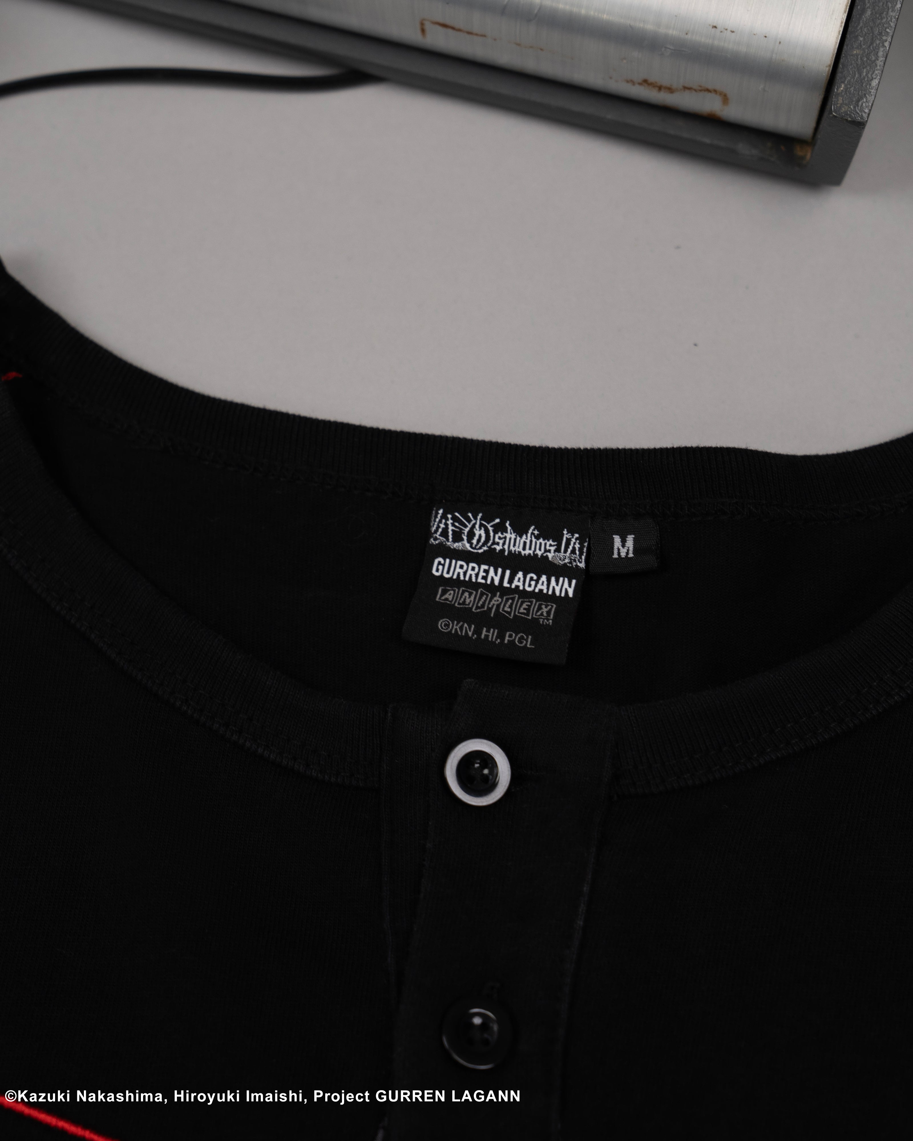 Gurren Lagann Simon black long sleeve henley 
