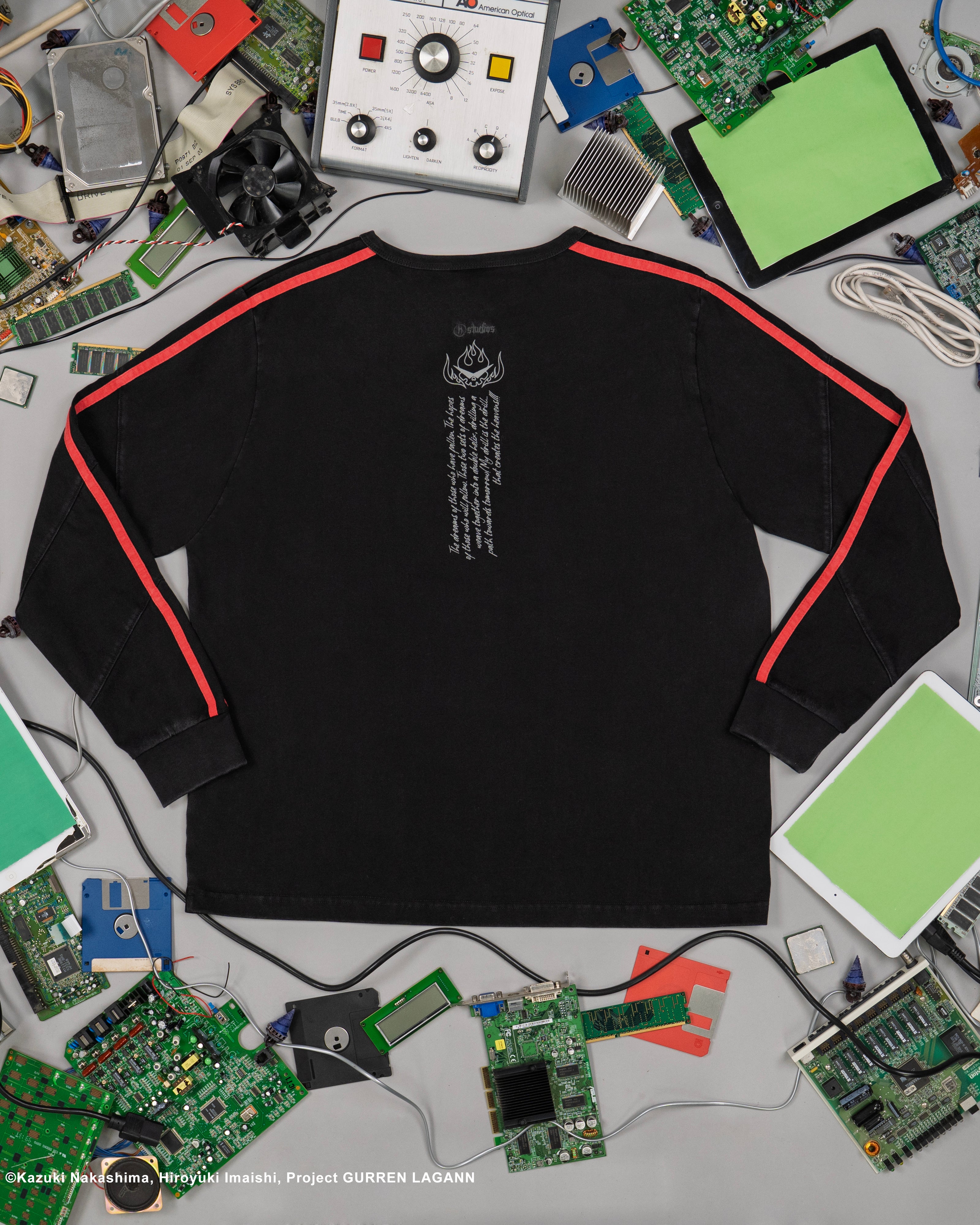 Gurren Lagann Simon black long sleeve henley 