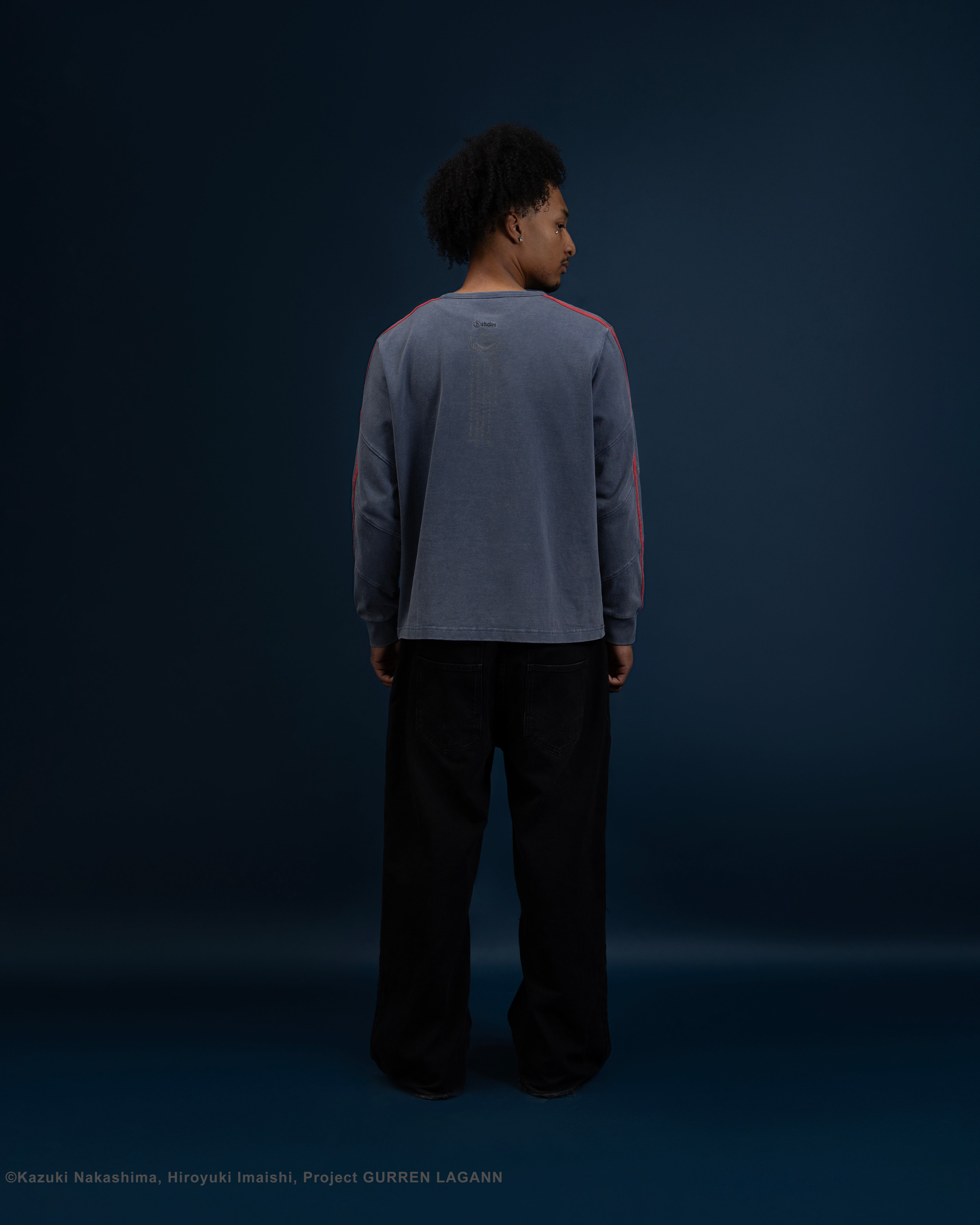 Gurren Lagann Simon blue long sleeve henley 