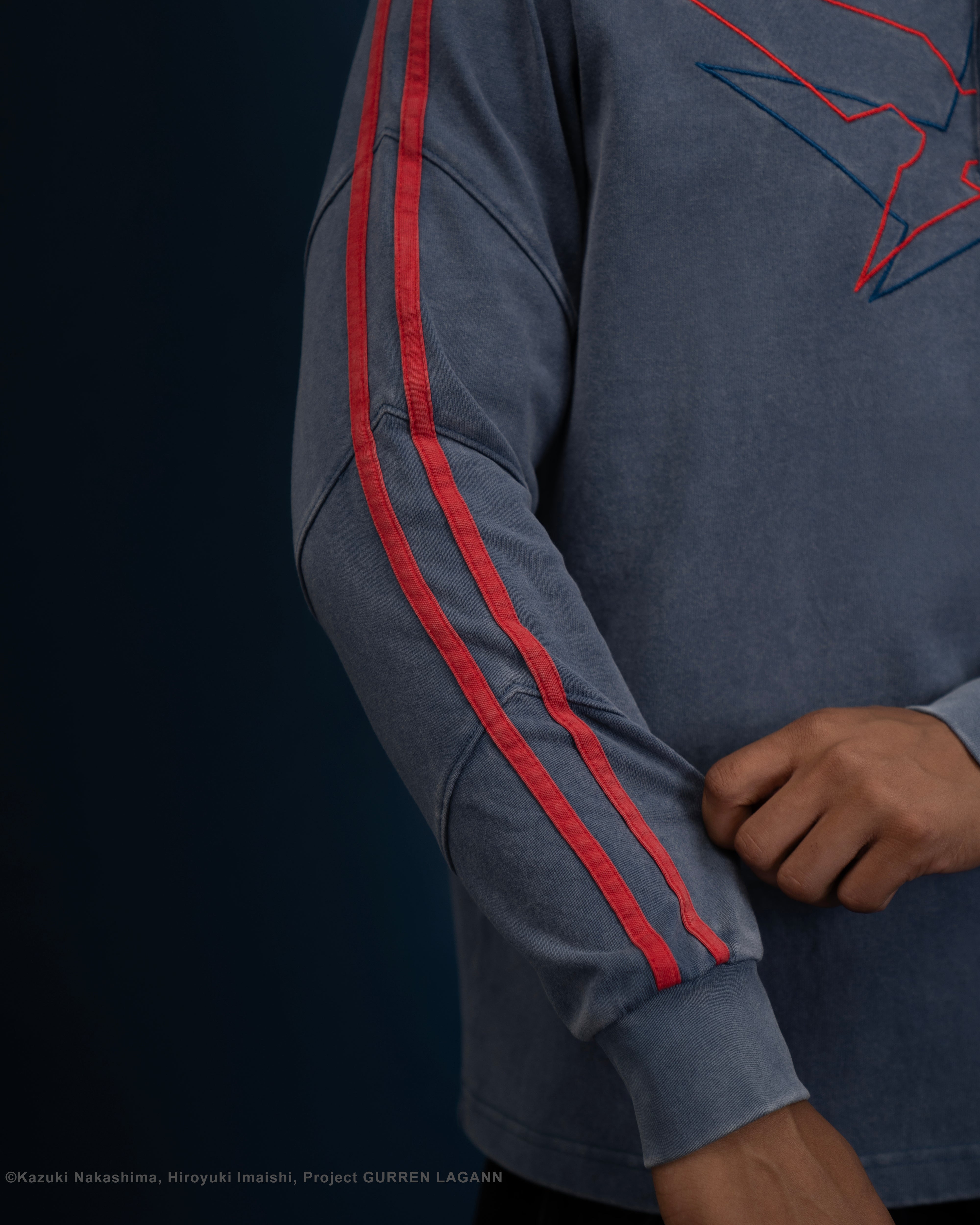Gurren Lagann Simon blue long sleeve henley 