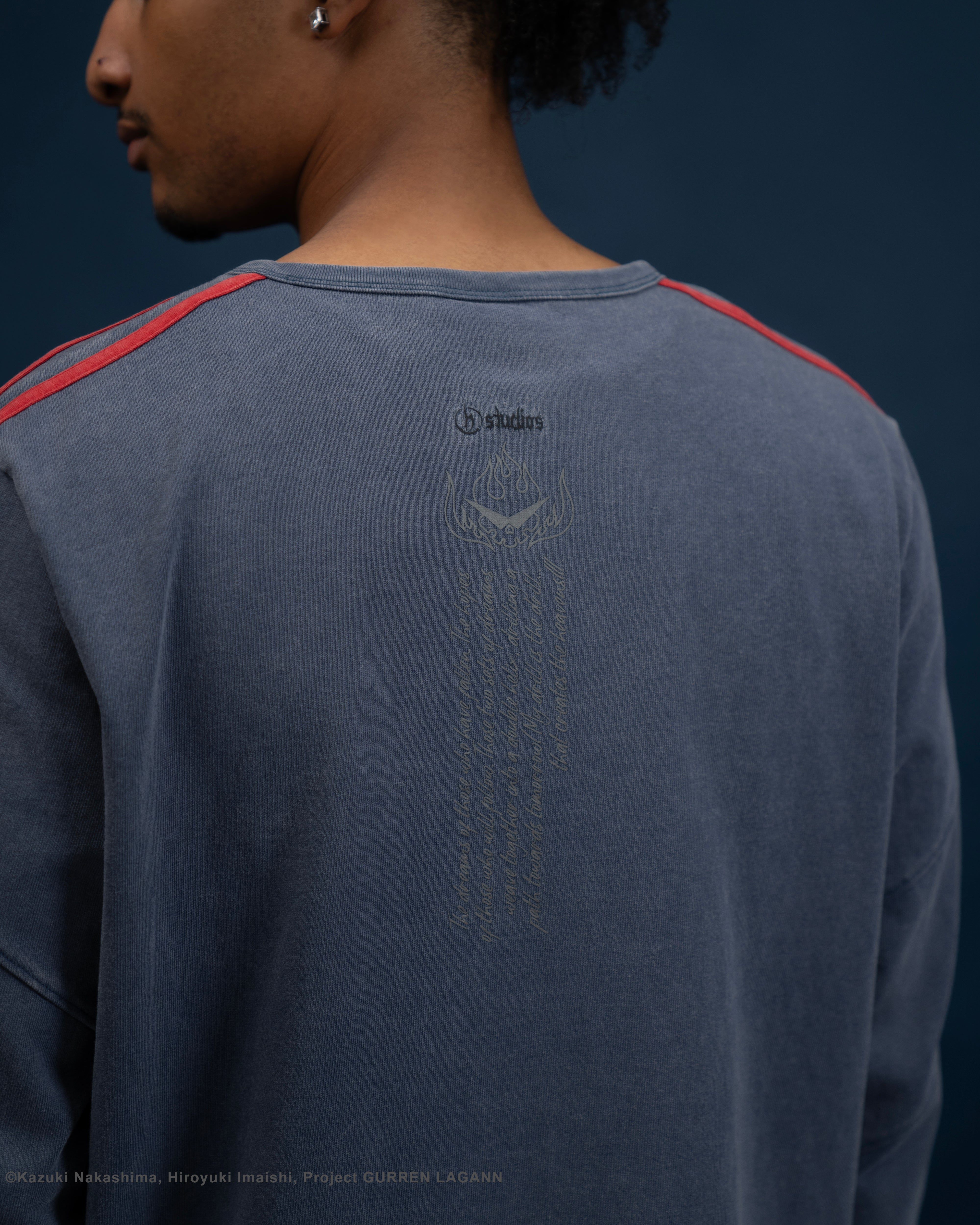 Gurren Lagann Simon blue long sleeve henley 