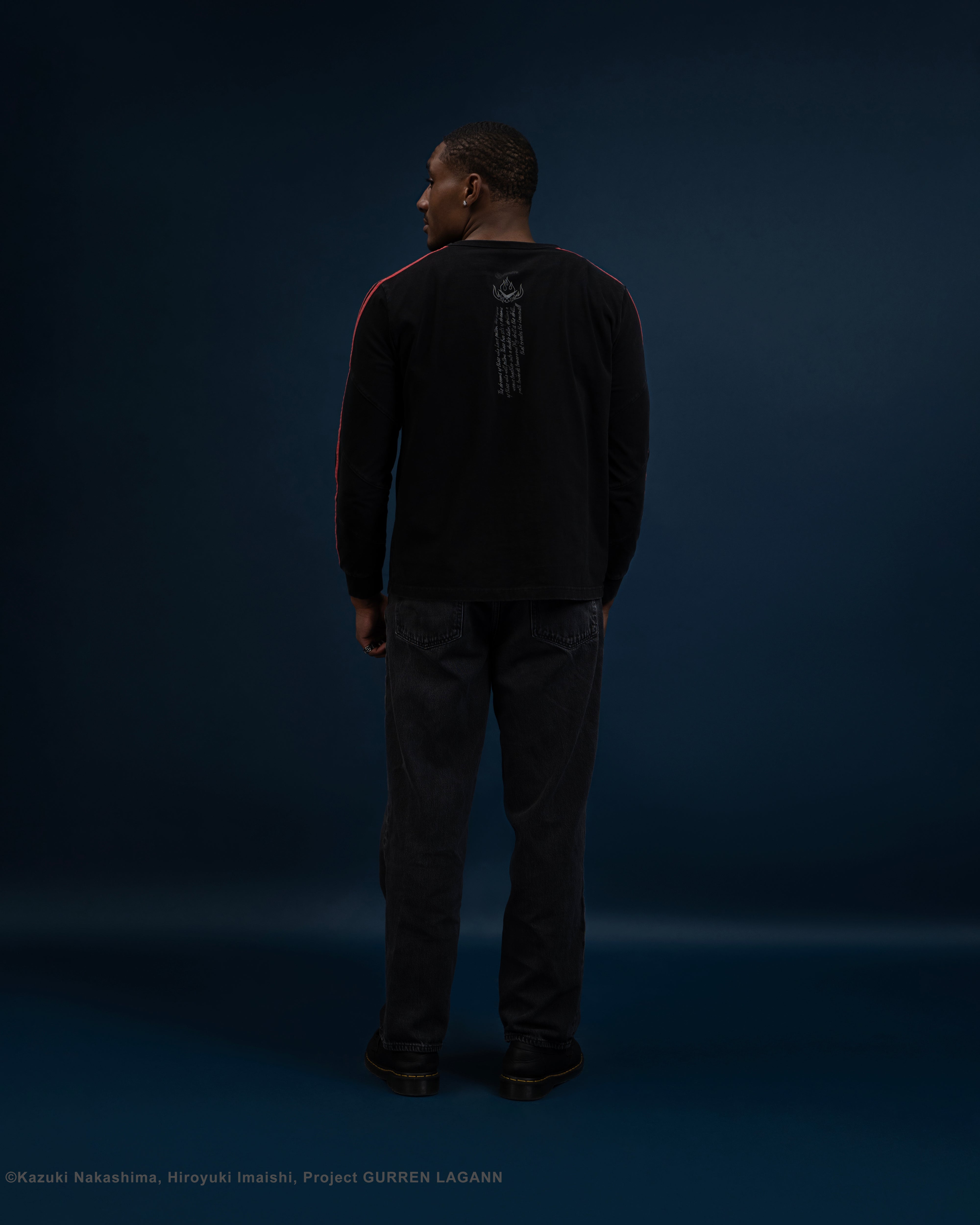 Gurren Lagann Simon black long sleeve henley 