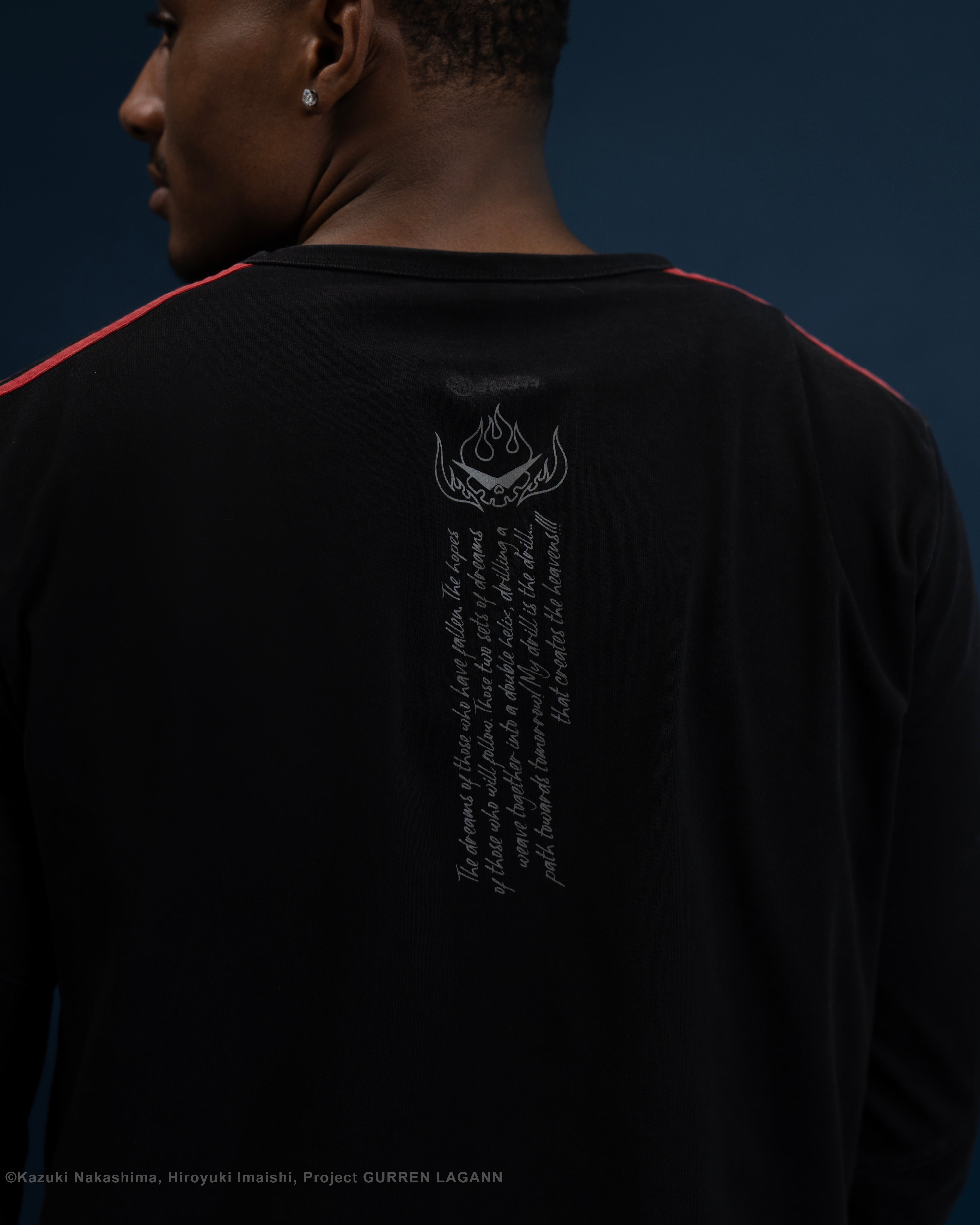 Gurren Lagann Simon black long sleeve henley 