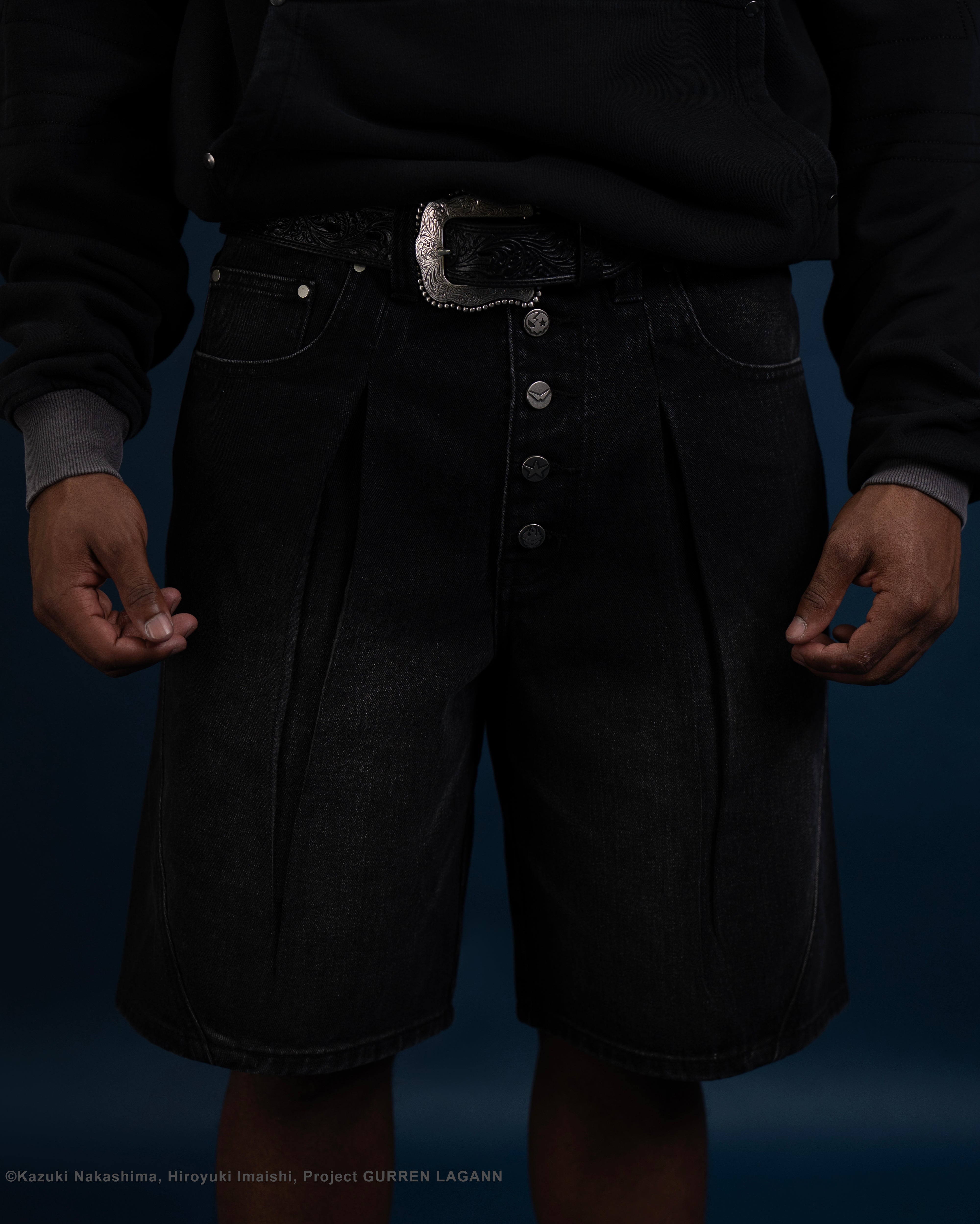 Black denim jorts Yoko Gurren Lagann