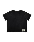 black vintage washed harpy tee with embroidered stitching 