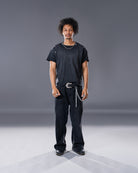 black vintage washed harpy tee with embroidered stitching 