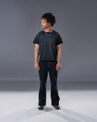 black vintage washed harpy tee with embroidered stitching 