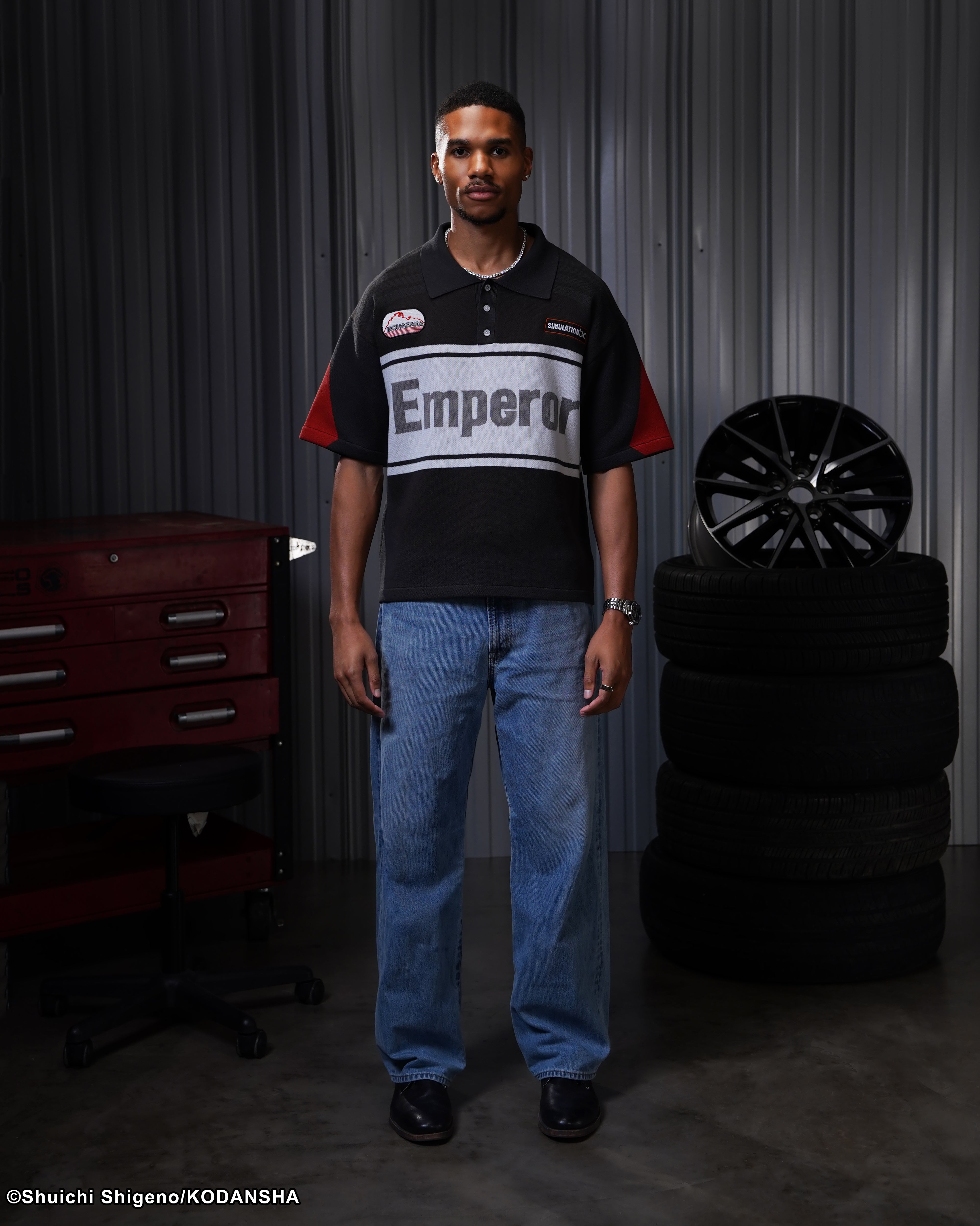 Initial D racing knitted polo tee 
