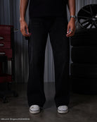 Initial D mule ear black denim jeans
