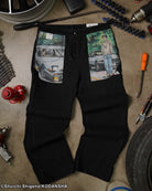 Initial D mule ear black denim jeans
