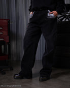 Initial D mule ear black denim jeans