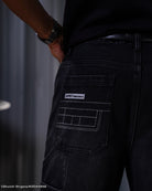 Initial D mule ear black denim jeans
