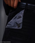 Initial D mule ear black denim jeans