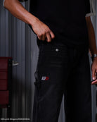 Initial D mule ear black denim jeans