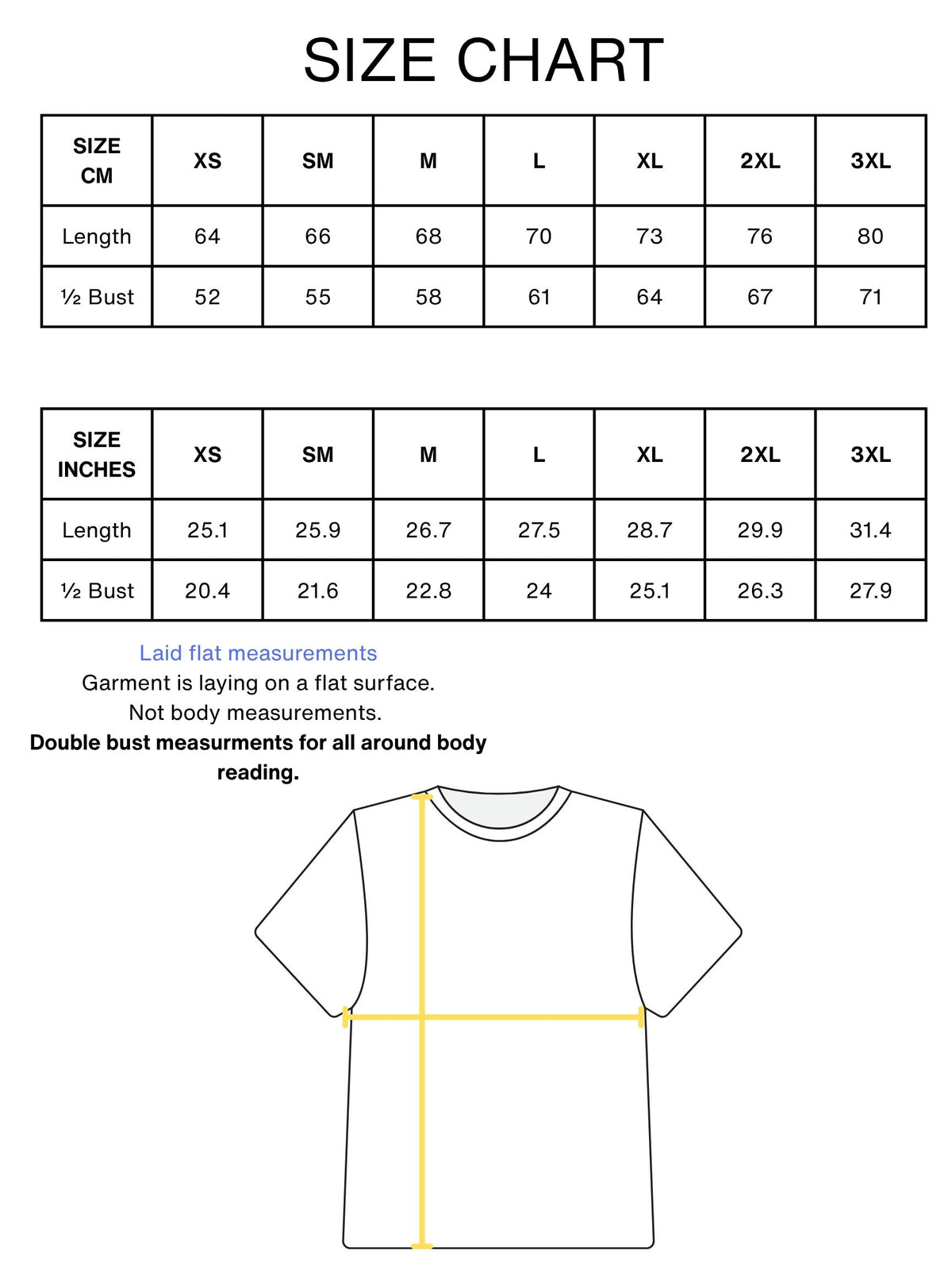 SIZE CHART ANIME TEE OCTOBER 2026