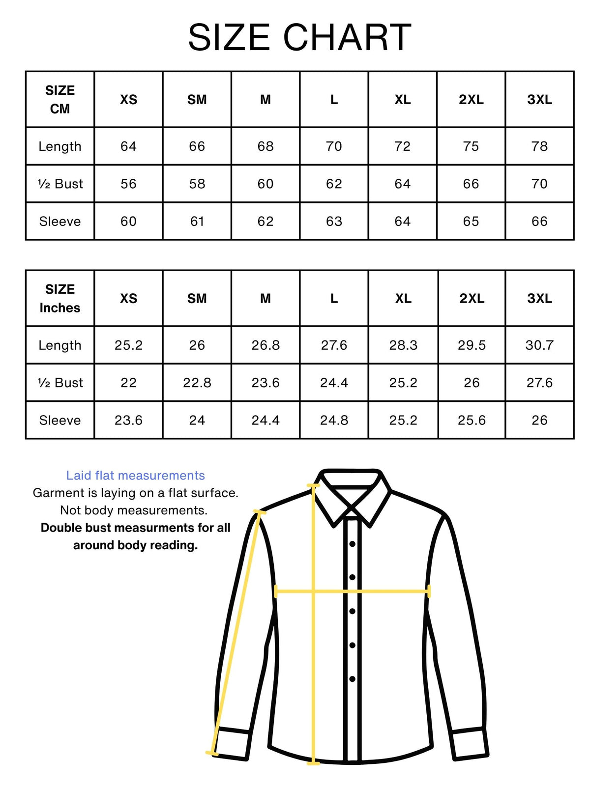 SIZE CHART ANIME BUTTON UP OCTOBER 2026