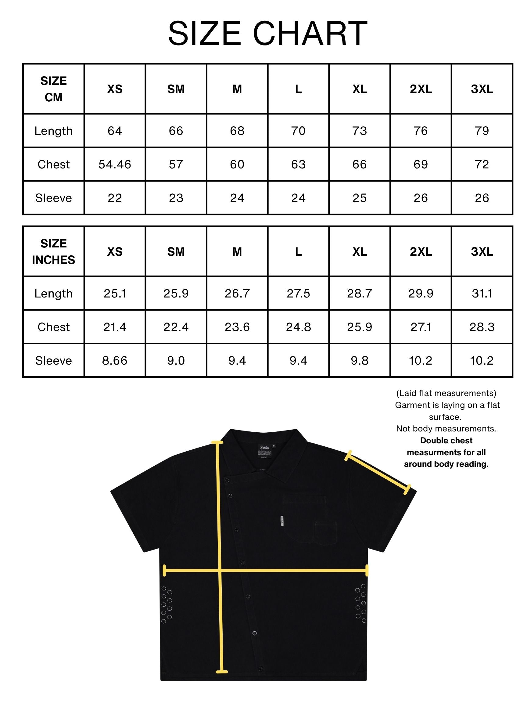 The Ghost in the Shell black ghost splice button up. Size Chart